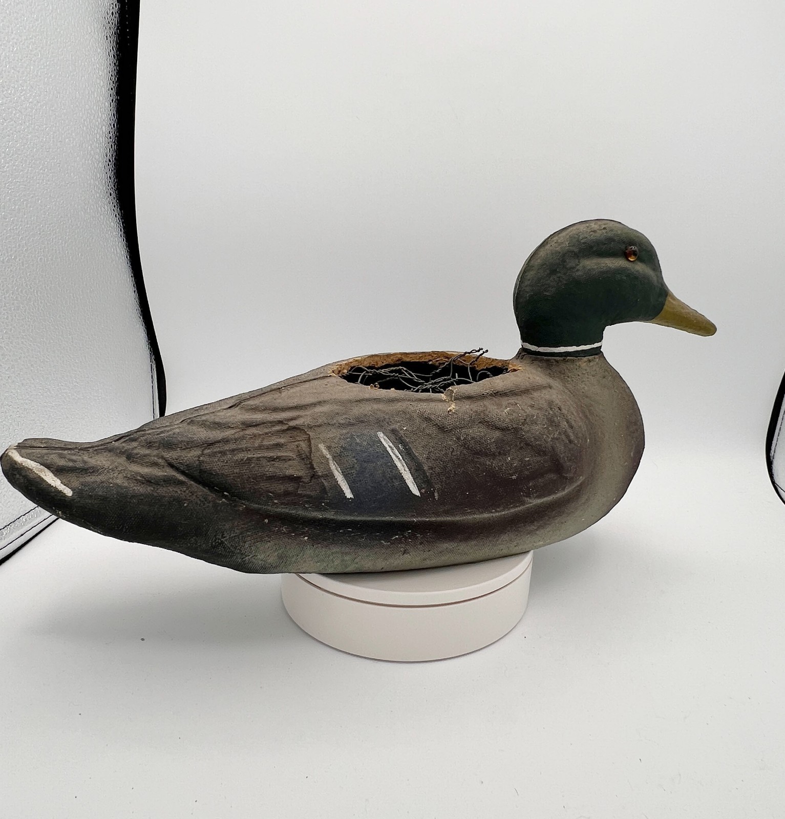 Vintage 1948 Victor Veri-Lite Mallard Decoy – Canvas Over Wire, Lititz PA