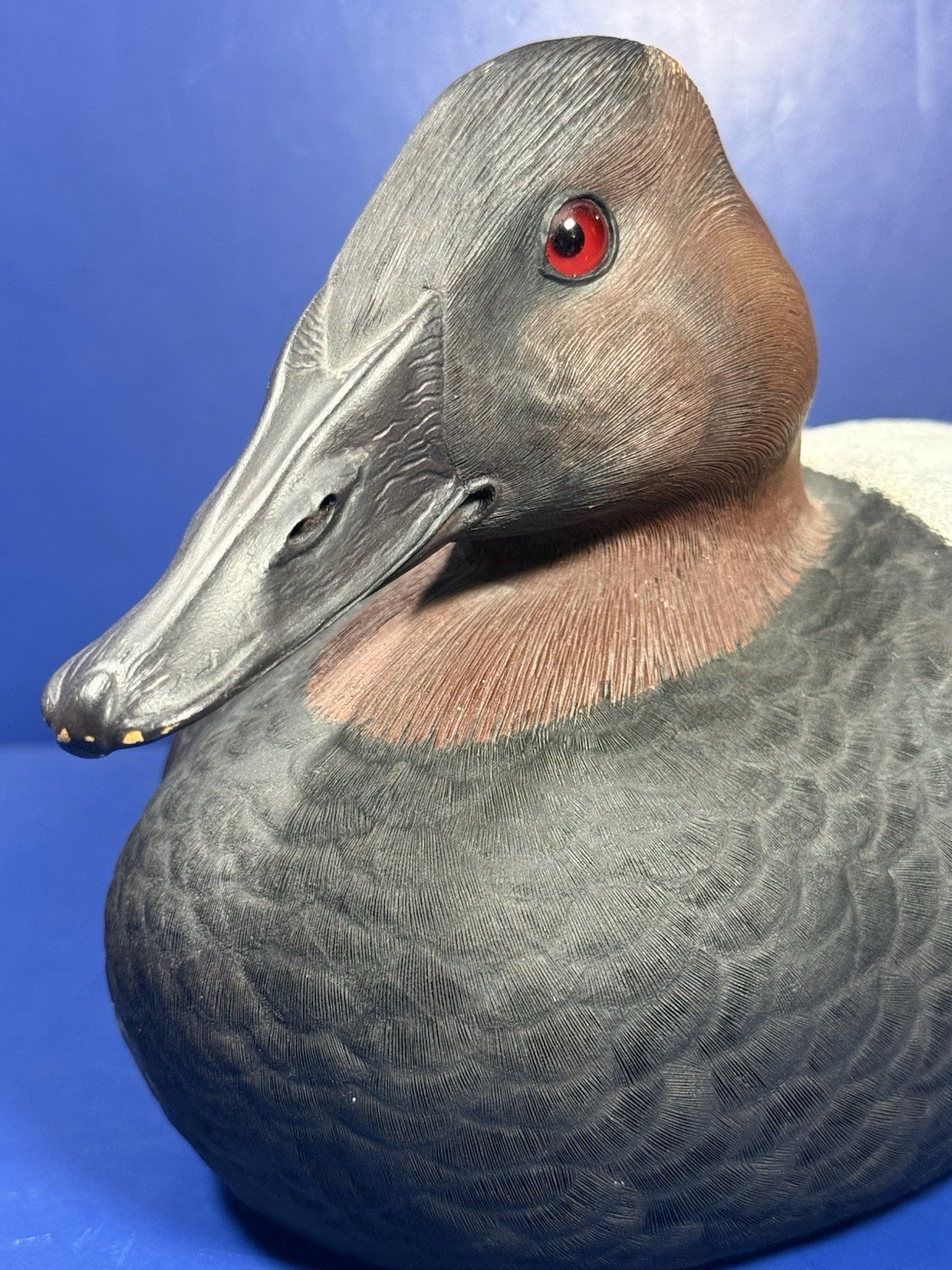 RA Meredith Canvasback Drake Wood Decoy Duck – Signed & Dated 1986 – 11.5” Long
