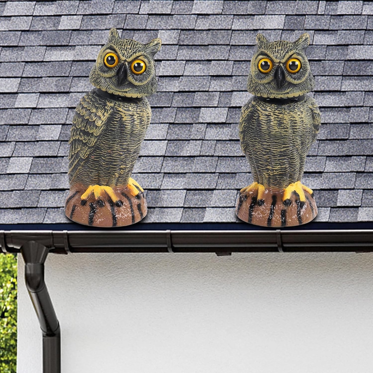 Elegant Golden Owl Decoy – 10.6 Inch Garden Protector Against Pests (2 Pack)
