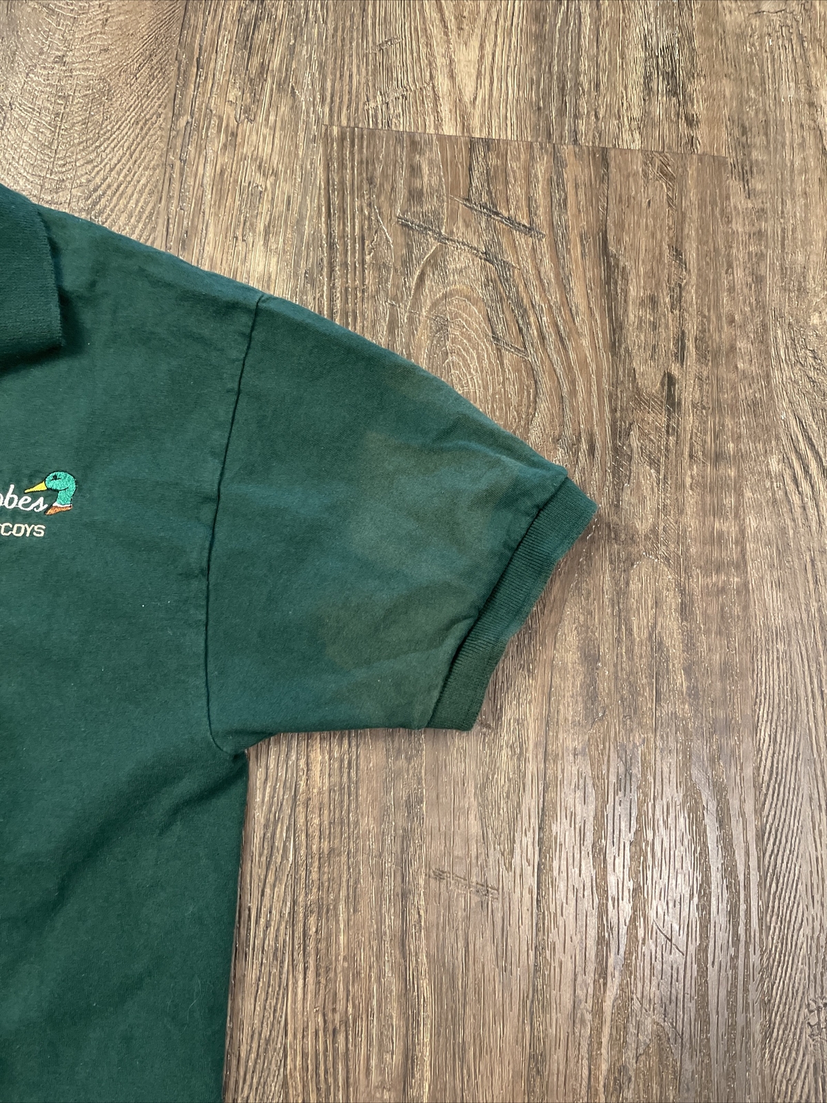 Vintage Joey Jobes Gunning Decoys Duck Hunting Polo Shirt Mens Medium Green Euc