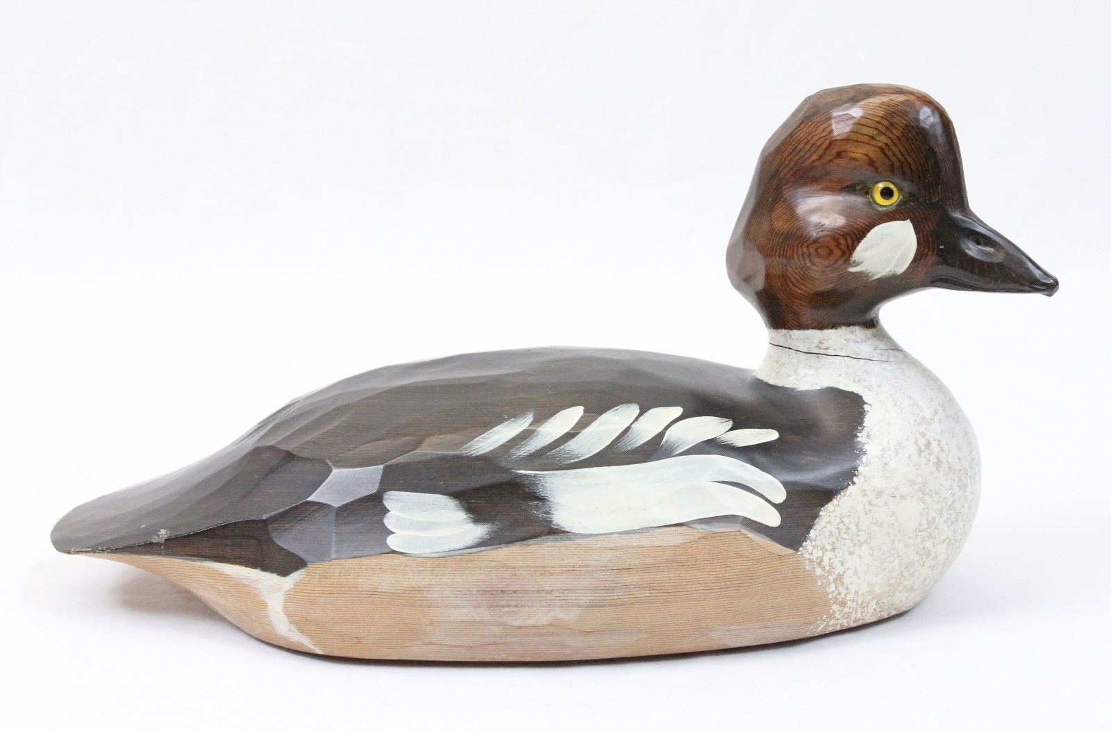 Percy Gerald Bicknell 13” Vintage 1992 Carved Wood Goldeneye Duck Decoy Canada