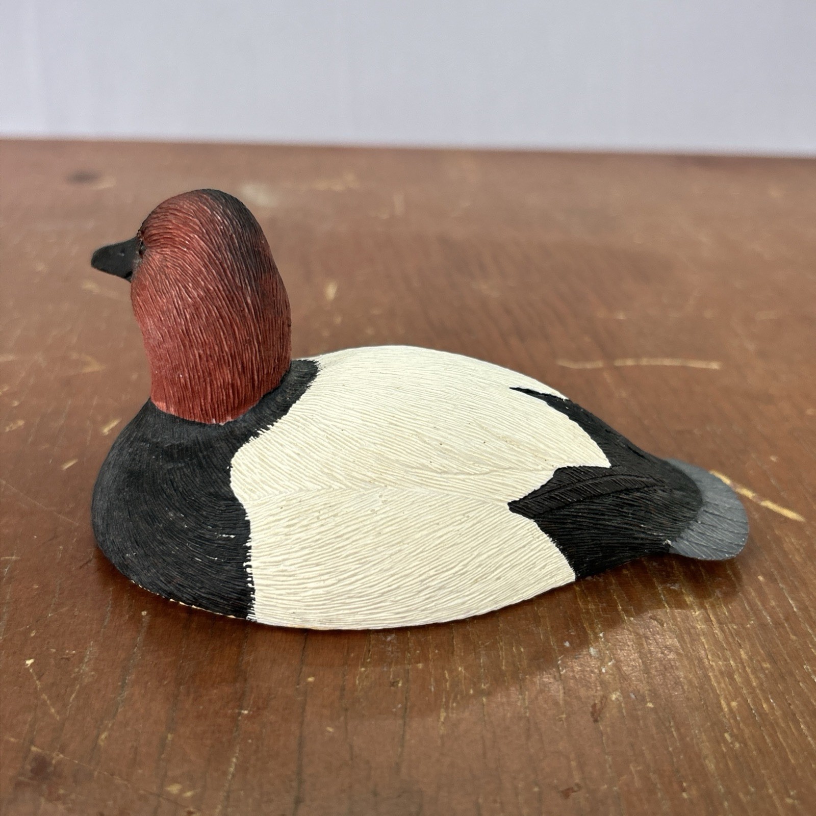 Joe Weaver Signed Miniature Canvasback Duck Decoy Hand Carved Wood Folk Art