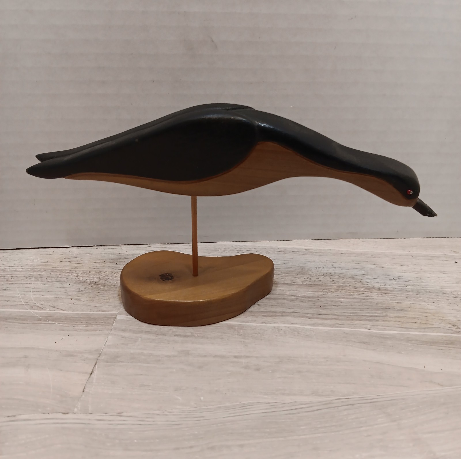 Shore Bird Stilt Folk Art Sculpture – Carved Wood signed 5.25″Tall