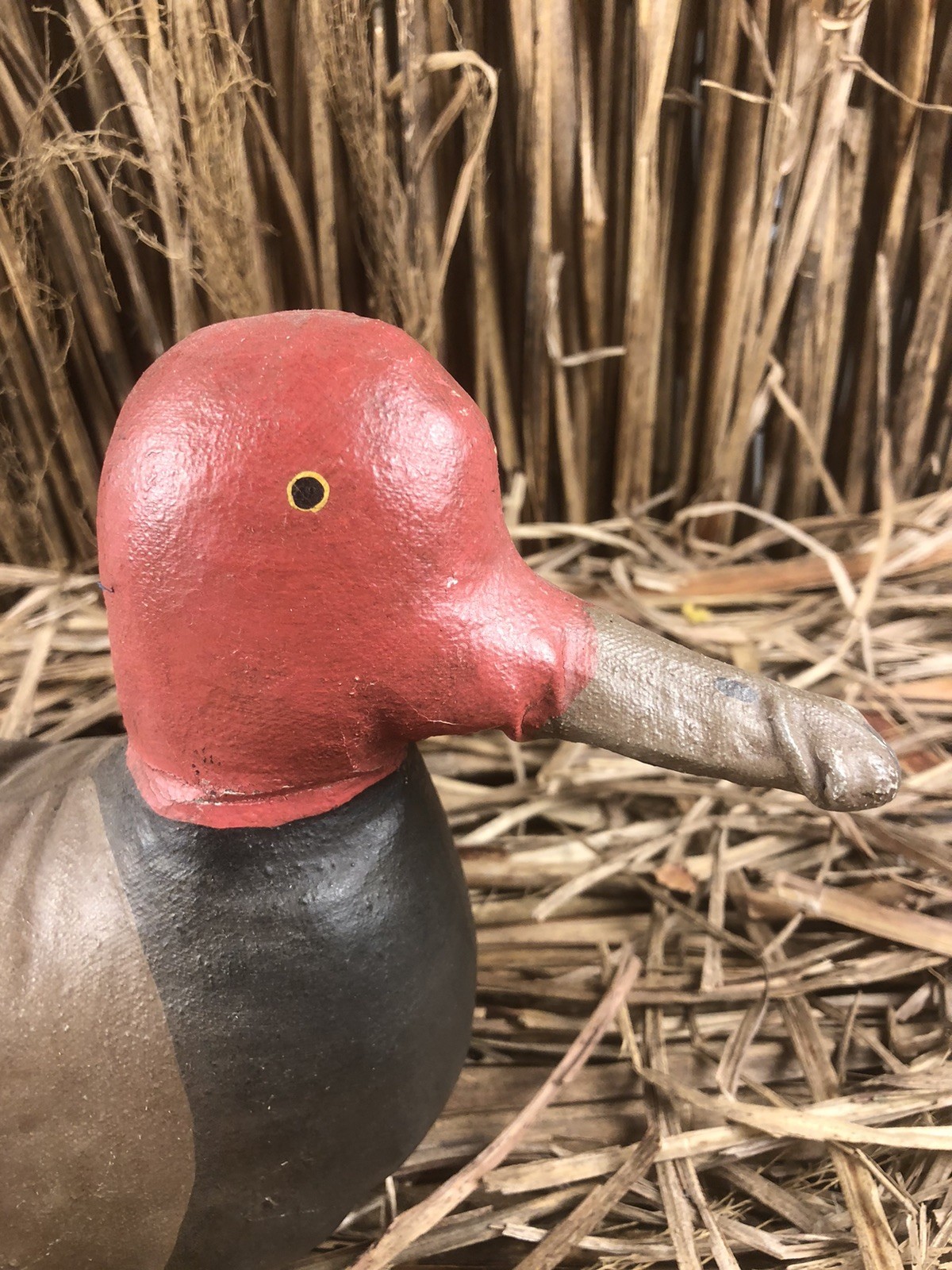 Rare Vintage Canvas Cloth Constructed Canvasback Hand Painted Duck Decoy 14in