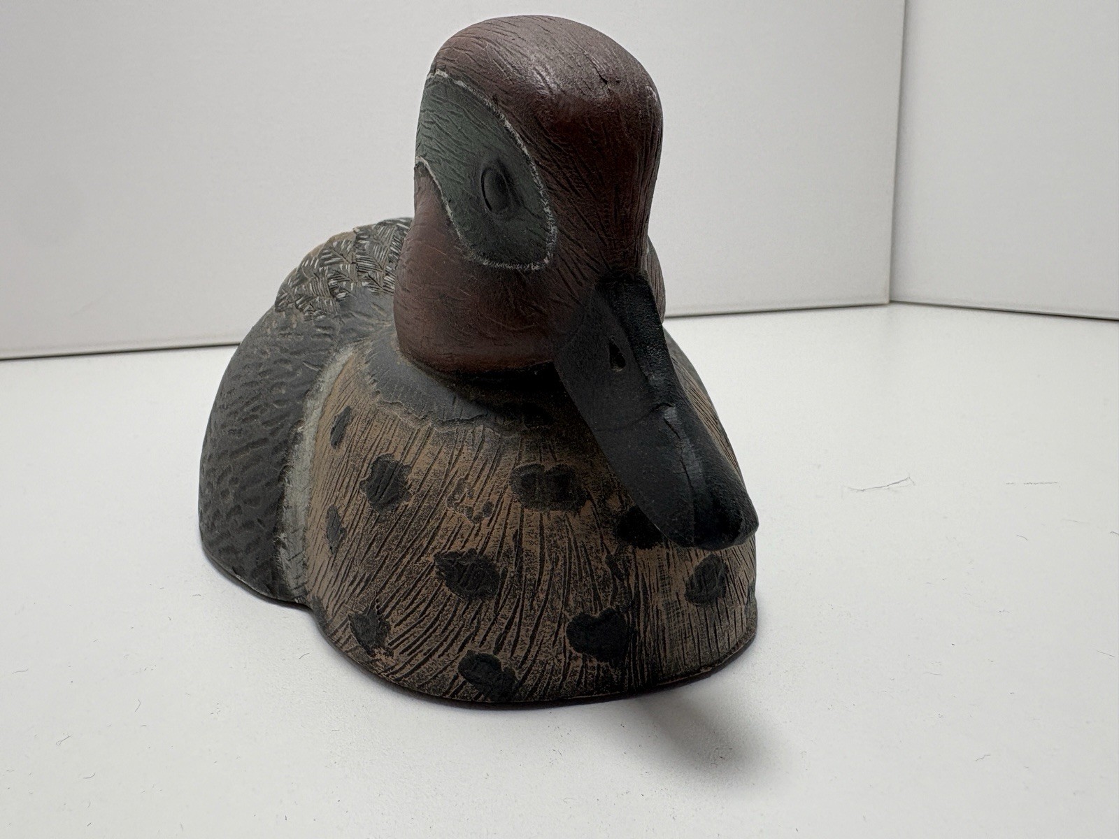 Vintage 10″ Green Winged Teal Ceramic Duck Decoy