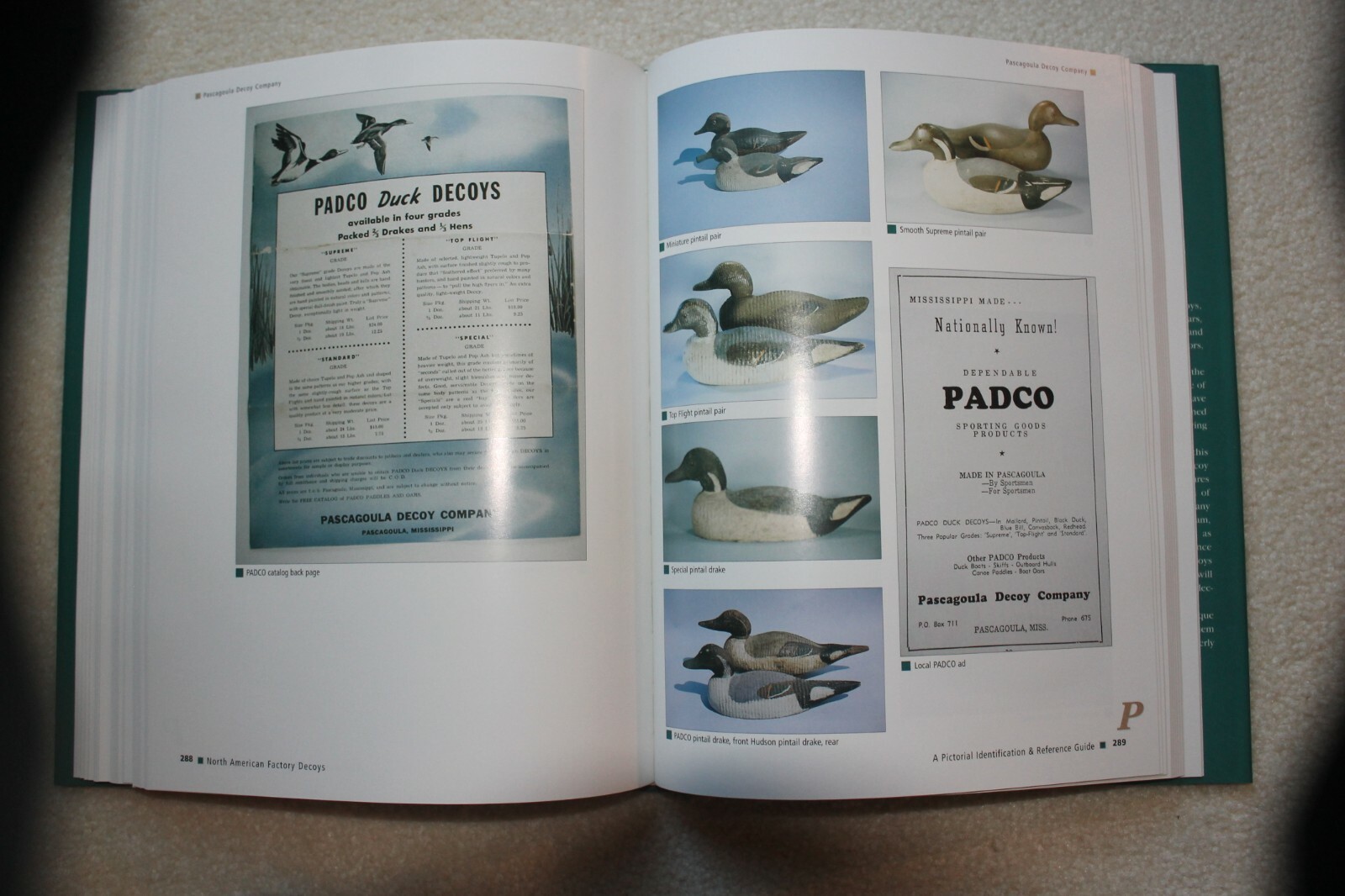 Hardback factory duck and shorebird decoy pictorial identification book