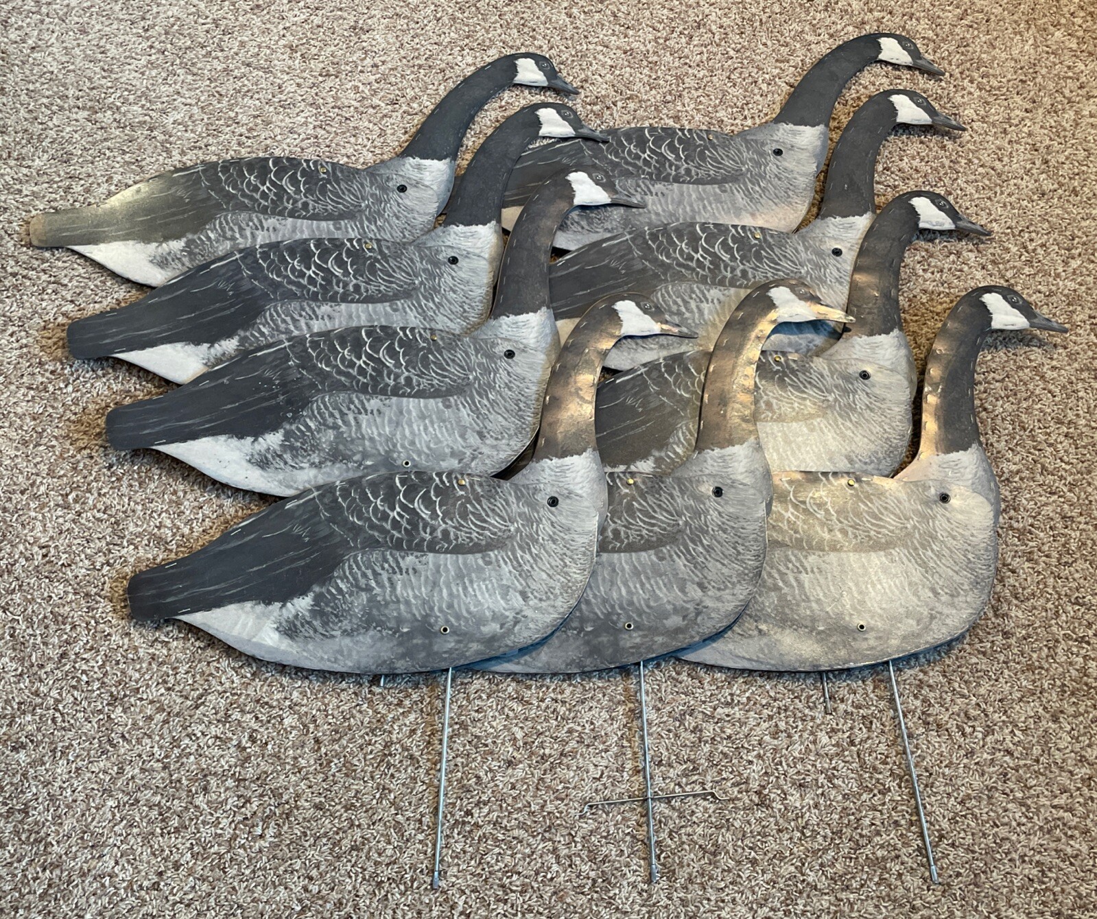Vintage*Lot of 9 Carry Lite Canadian Goose Paper/Fiberboard Folding Decoy/Decoys