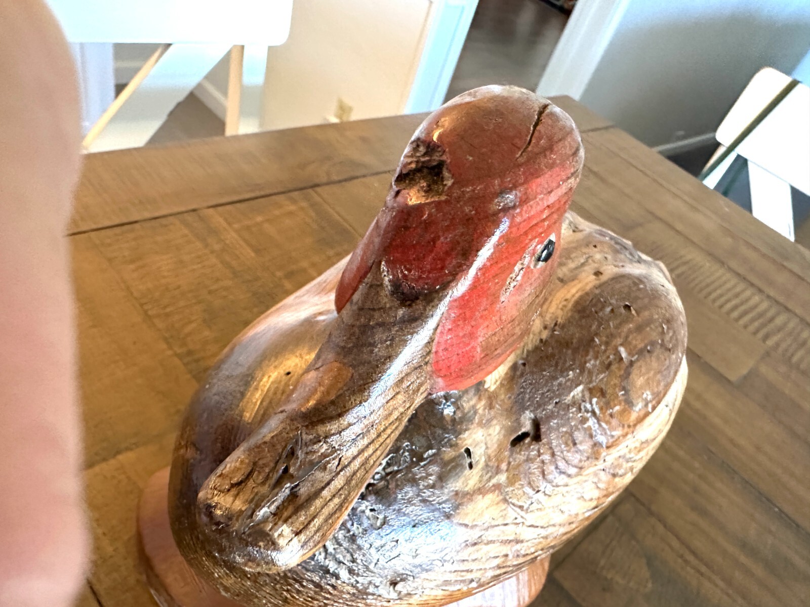 VINTAGE 1978 R.D. LEWIS HAND CARVED WOOD DUCK DECOY 304/700 W/ STAND SIGNED