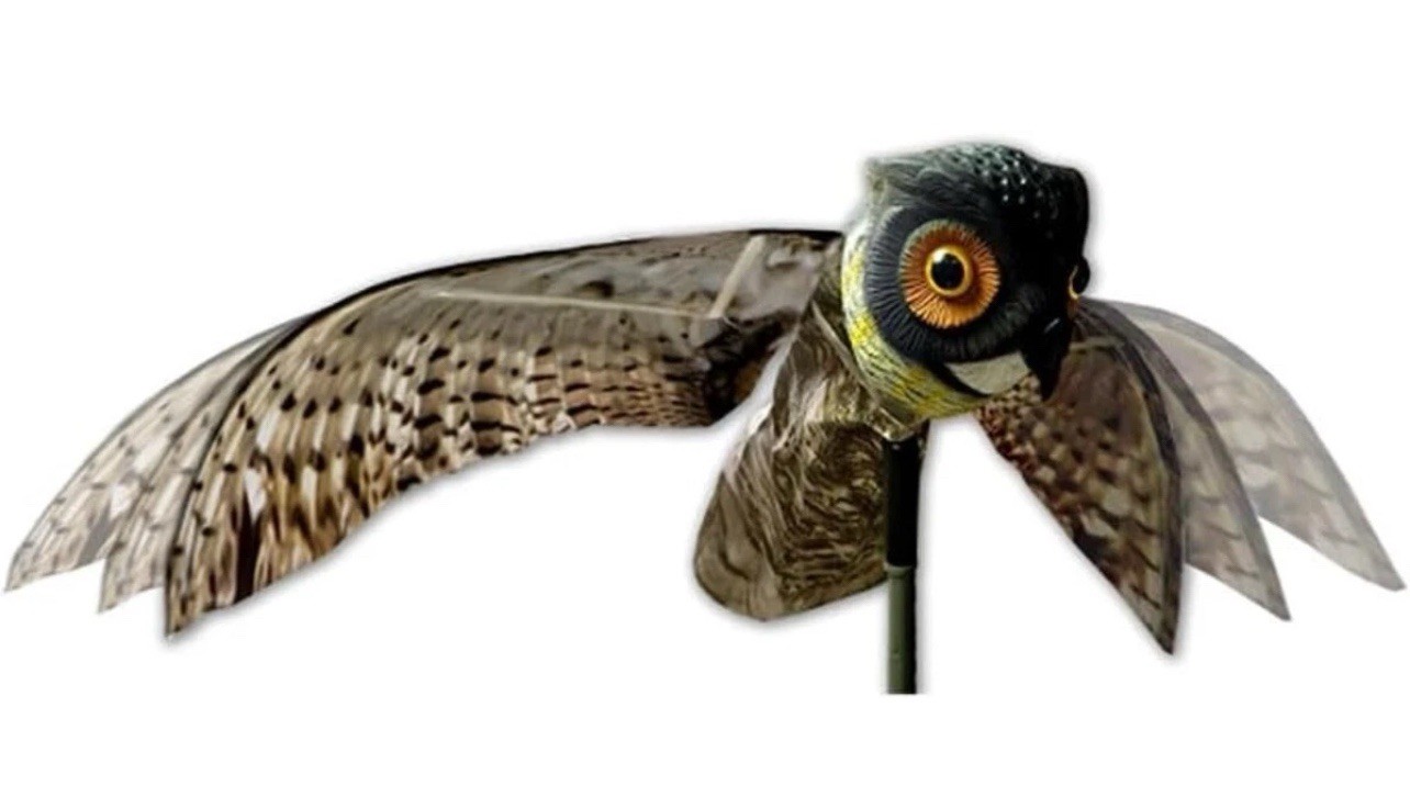 Durable Black Bird Pest Control Decoy with Moving Wings, Covers 6,000 sq. ft.