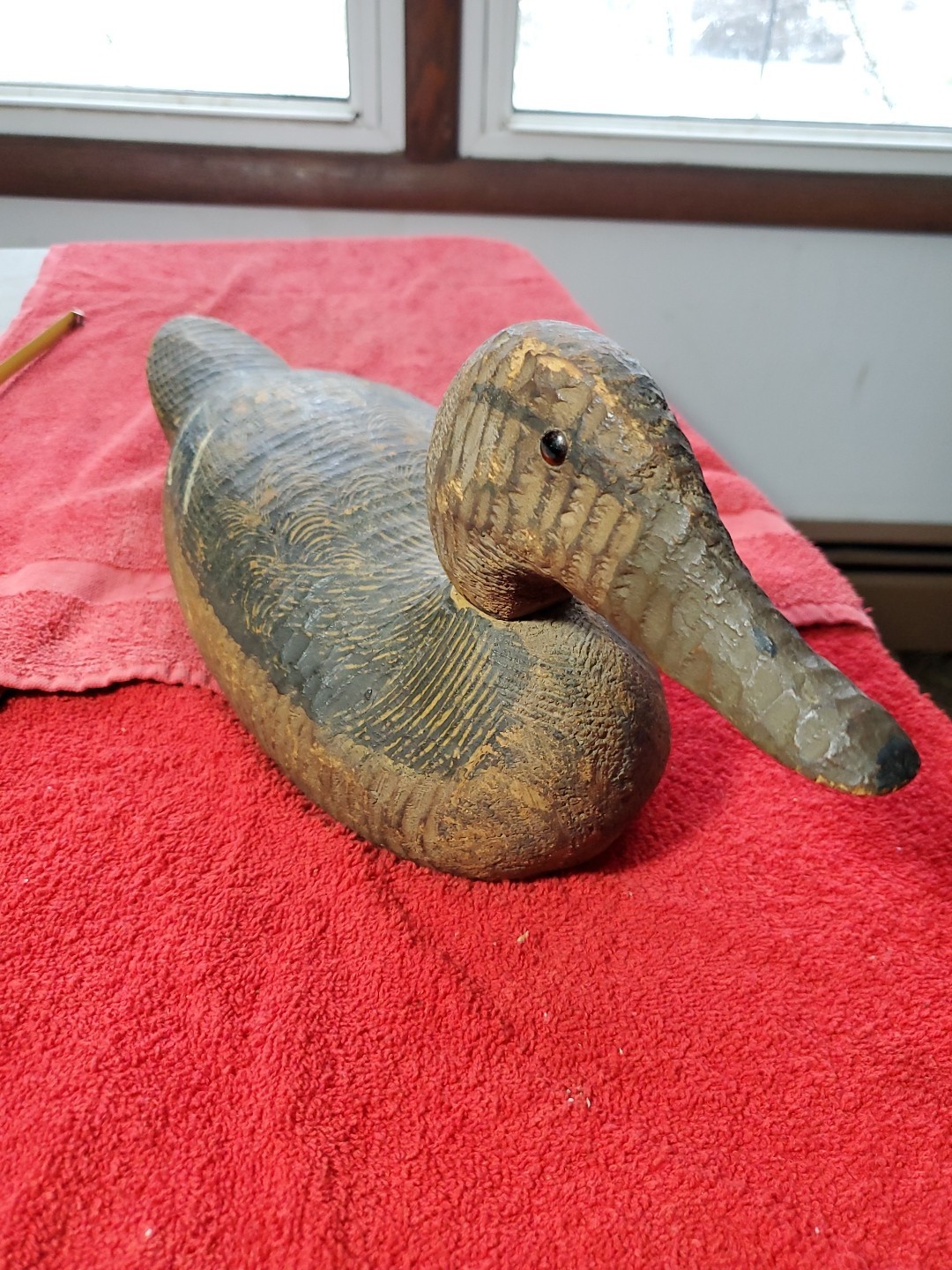 Original 1950s Wooden Mallard Hen Duck Decoy possible VICTOR