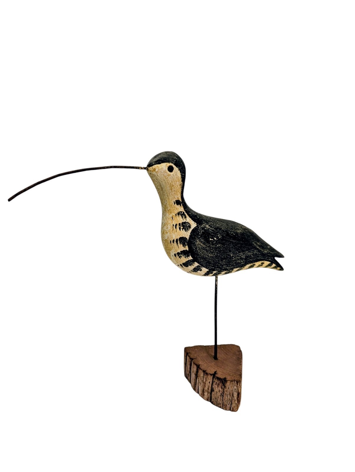 Richard Morgan Long-Billed Curlew Shorebird Metal Bill, Metal “Stick” Antiqued