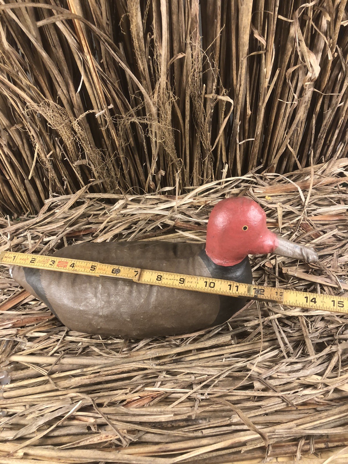 Rare Vintage Canvas Cloth Constructed Canvasback Hand Painted Duck Decoy 14in
