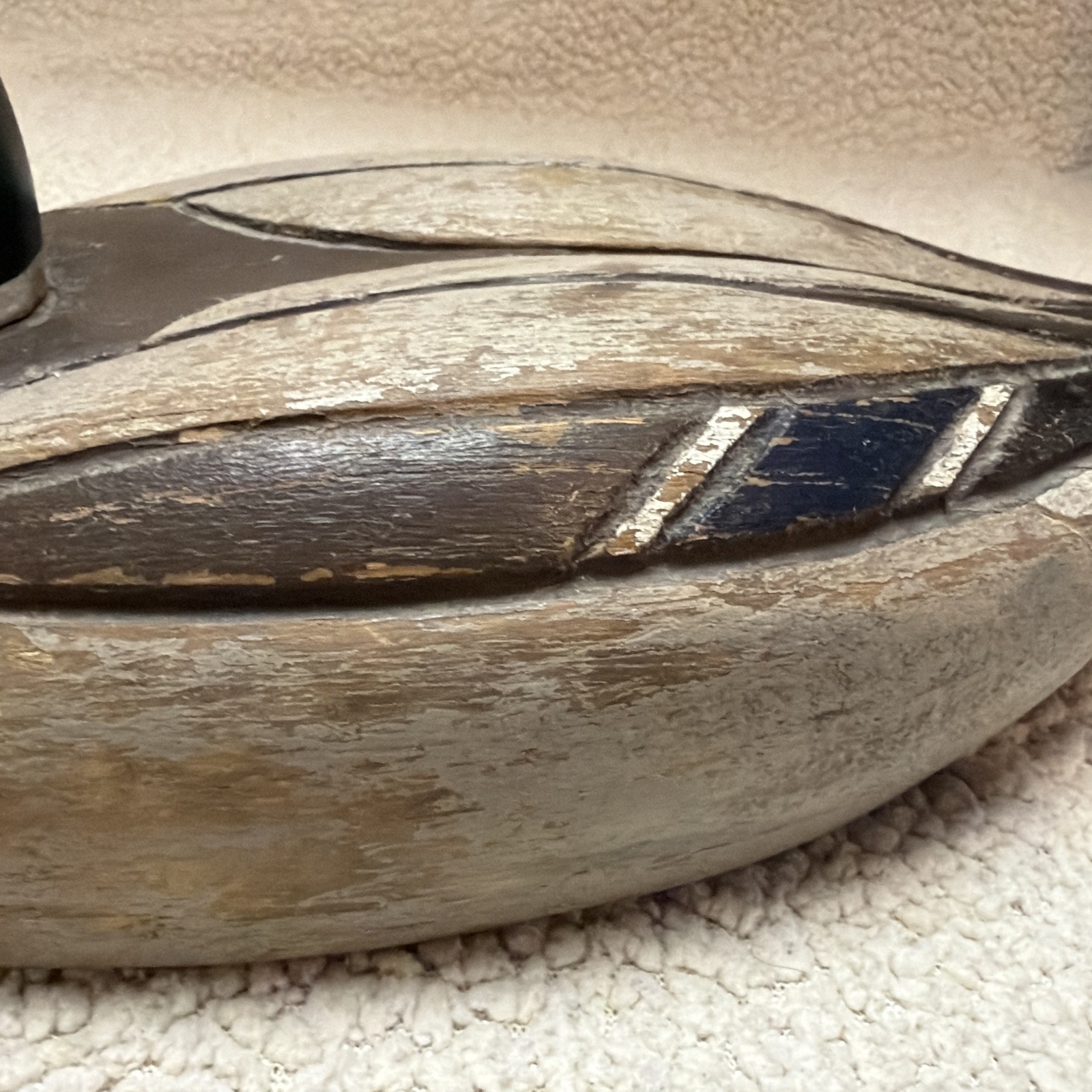 Vintage Hand Carved Mallard Drake Duck Decoy Swivel Head Glass Eyes 14.75”