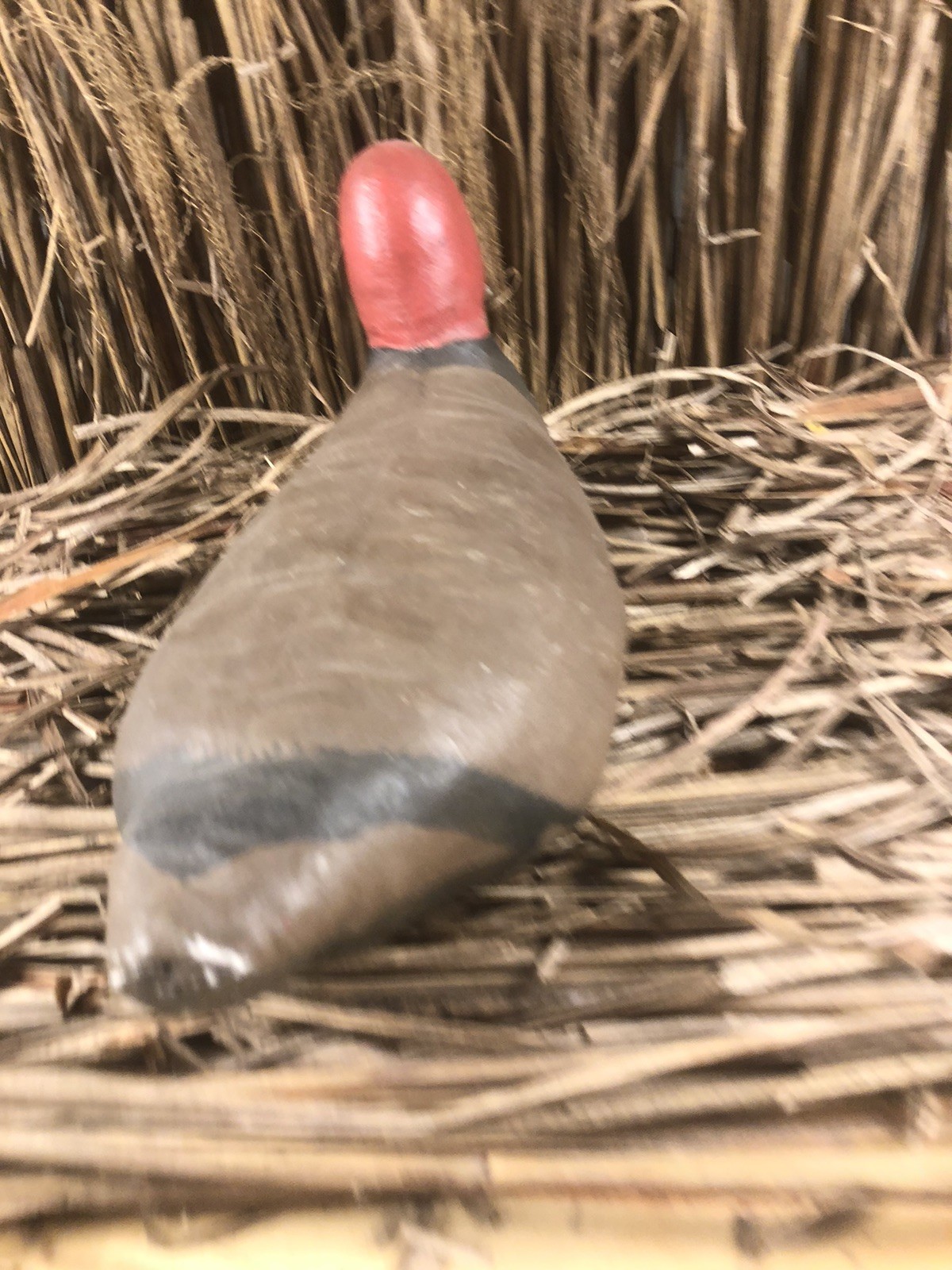 Rare Vintage Canvas Cloth Constructed Canvasback Hand Painted Duck Decoy 14in