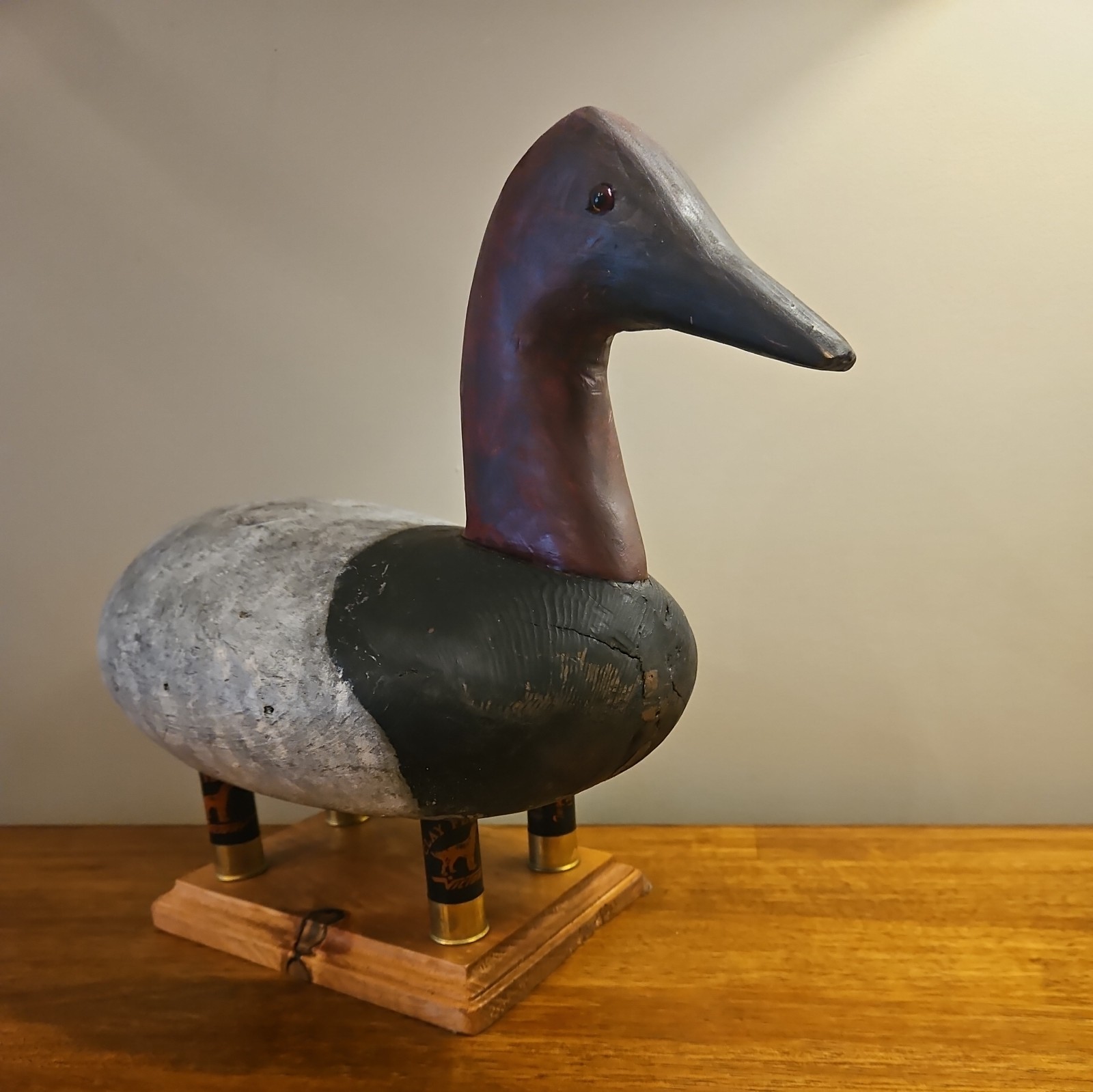 Retired CANVASBACK DUCK DECOY High Neck Solid Wood Glass Eyes stand not included