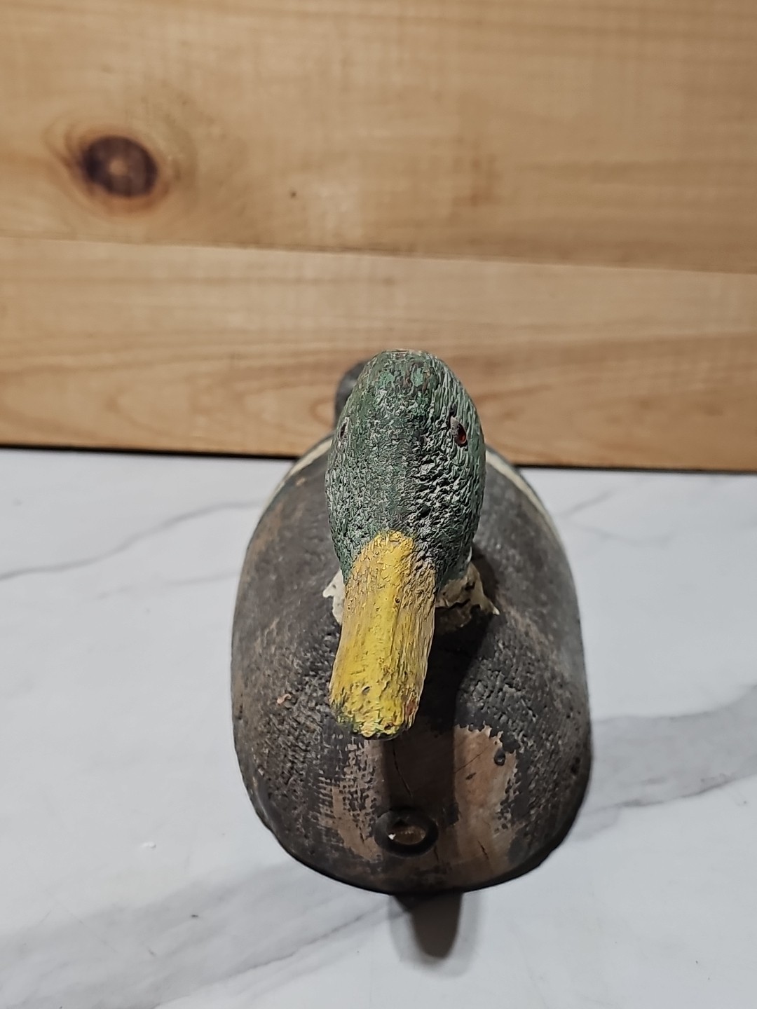Antique Rustic Solid Wood Duck Decoy Hand Carved Hand Painted Mallard Drake