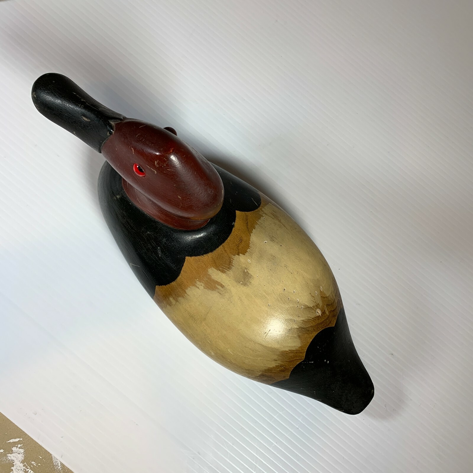 Ron Fisher signed Hand-Carved Hand-Painted Red Headed Duck Decoy