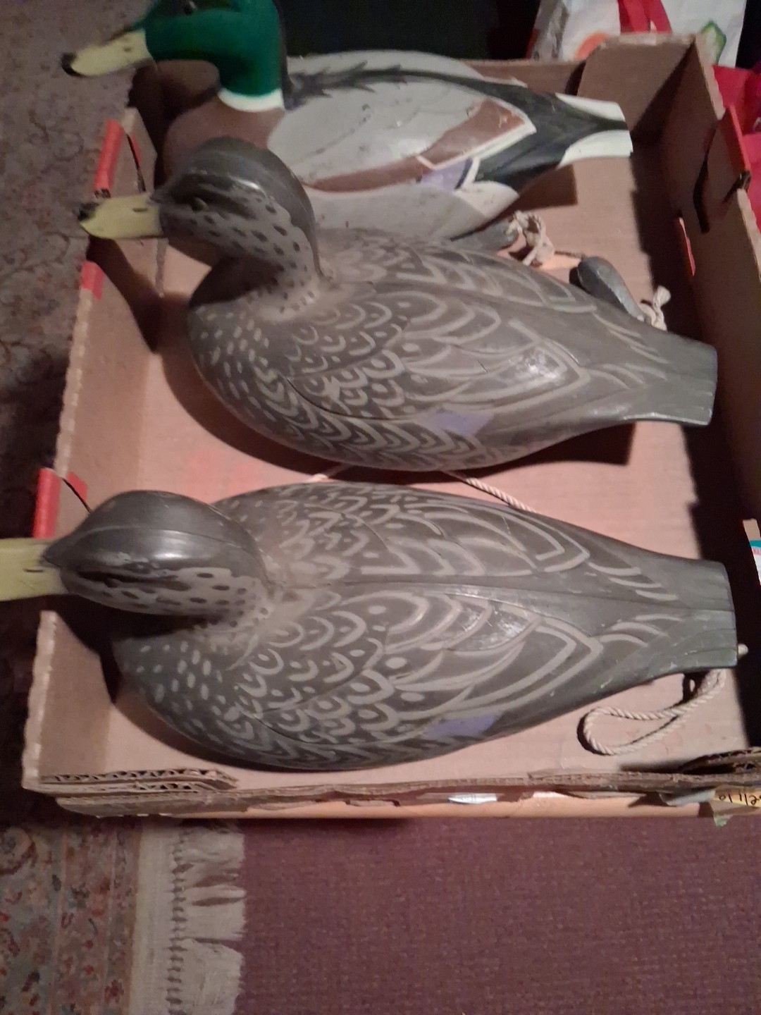 Vtg 3 Original ©1967 D9 Mallard Duck Decoys 2-Victor Hens & Drake Woodstream.