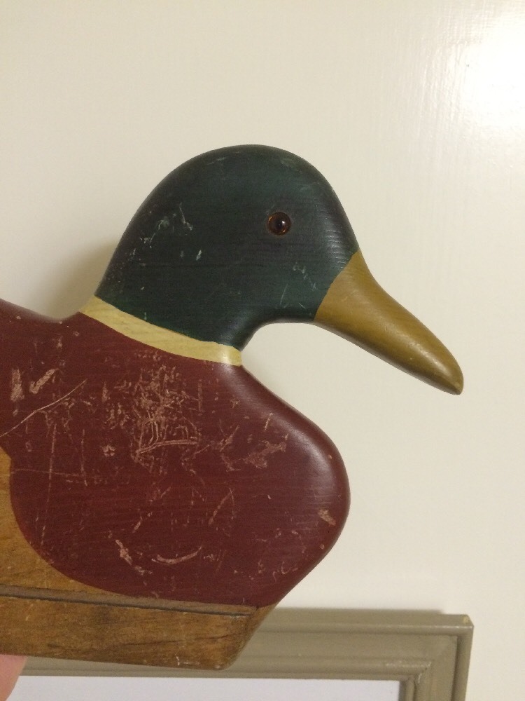 1983 Signed Ron Fisher Mallard Drake Wood Duck Hanging Wall Fixture Iowa IA