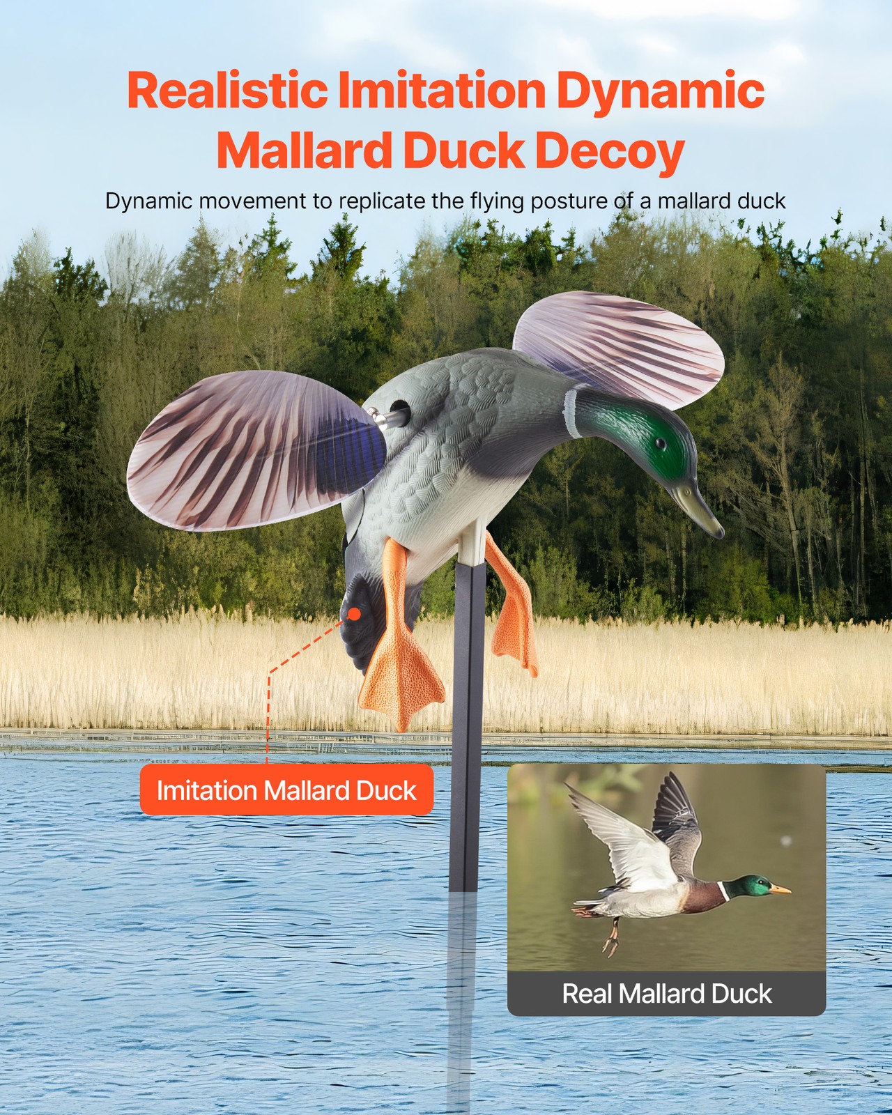 VEVOR Spinning Wing Motion Duck Decoy Outdoor Realistic Teal Decoys for Hunting