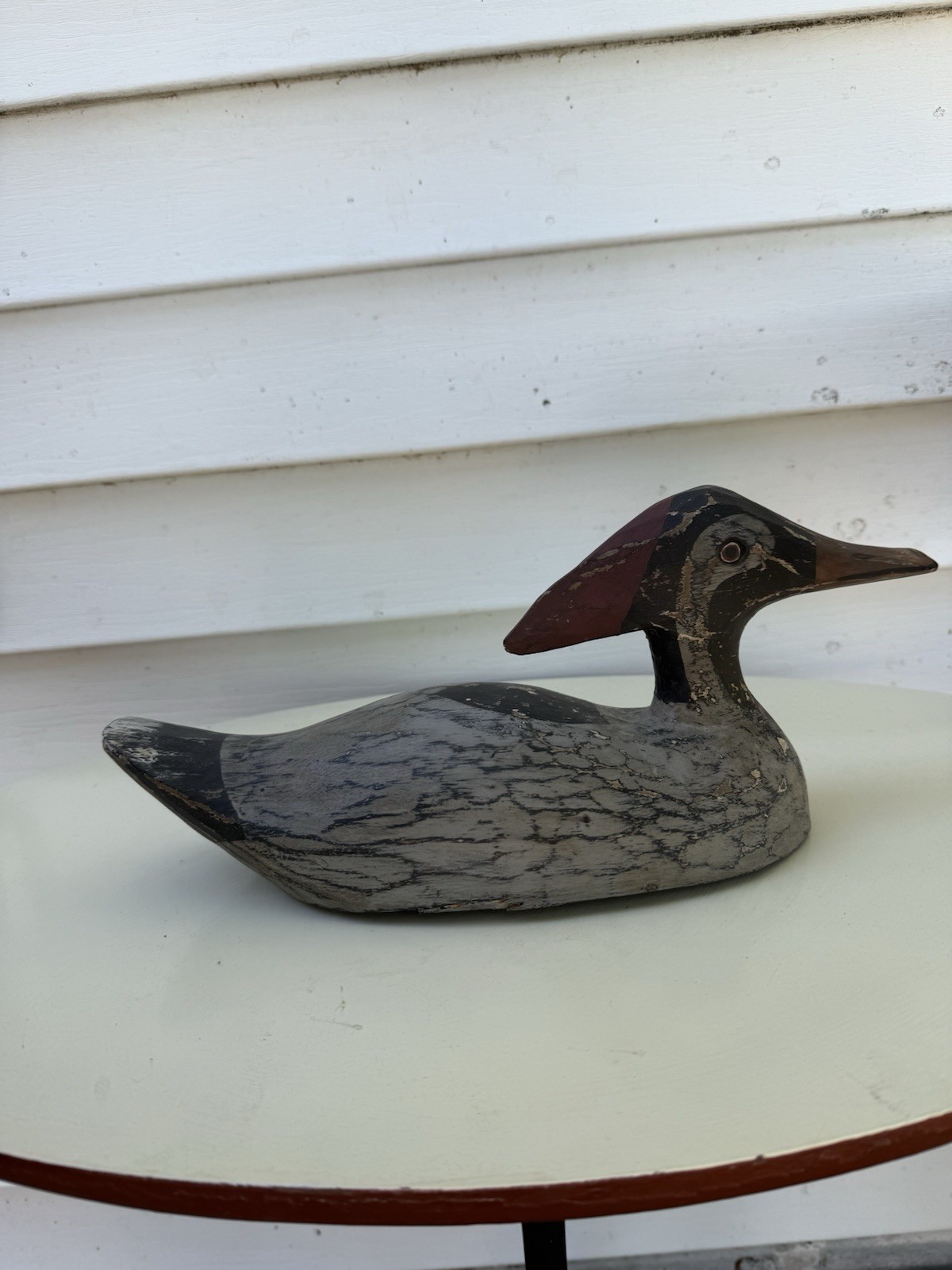 Vintage Hand Carved Wood Duck Merganser Decoy Unsigned Mancave Decor Lake01