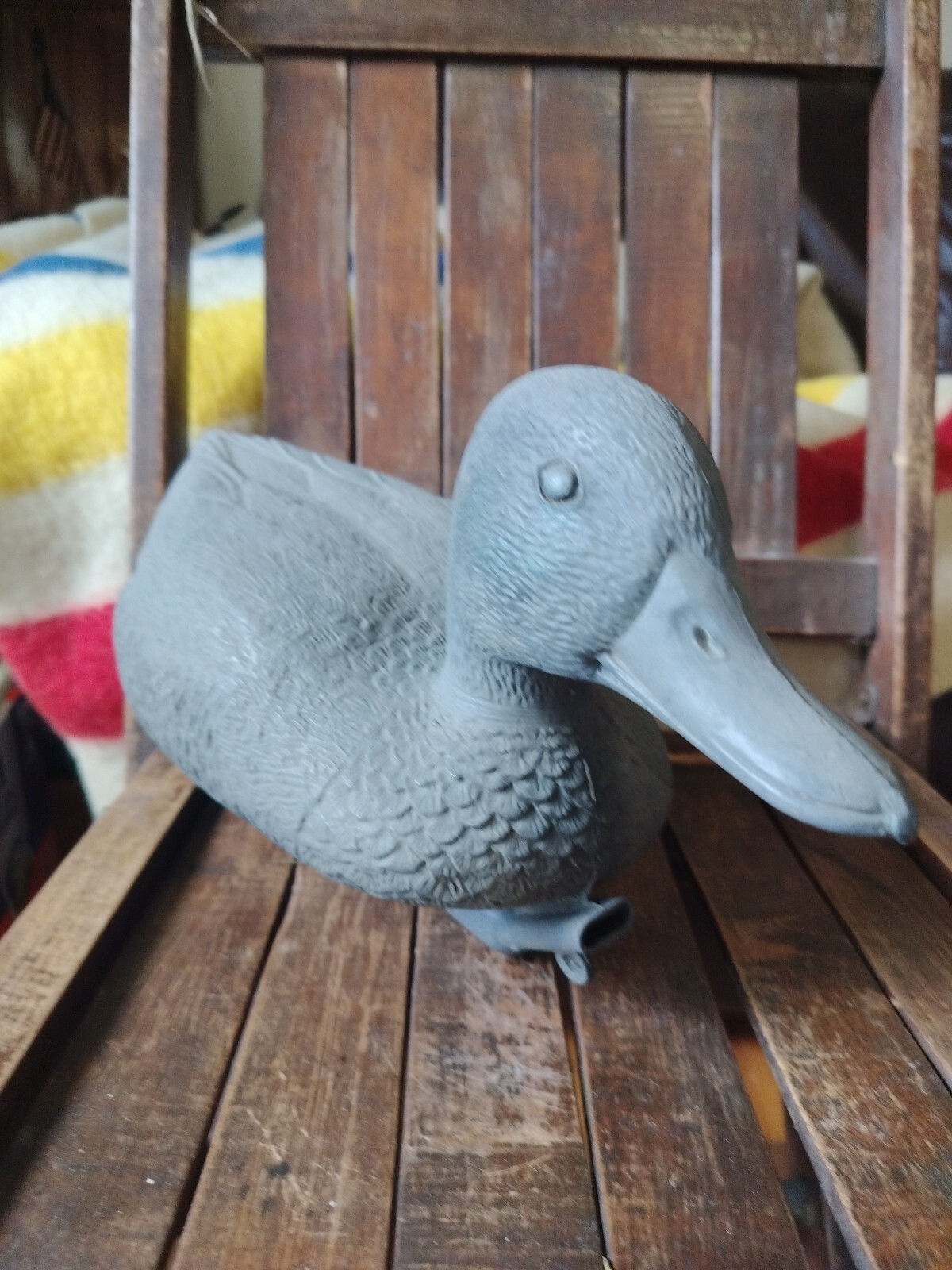 Vintage Mallard Gray Duck Decoy Plastic Hollow Drake Sport Plast Italy 17″
