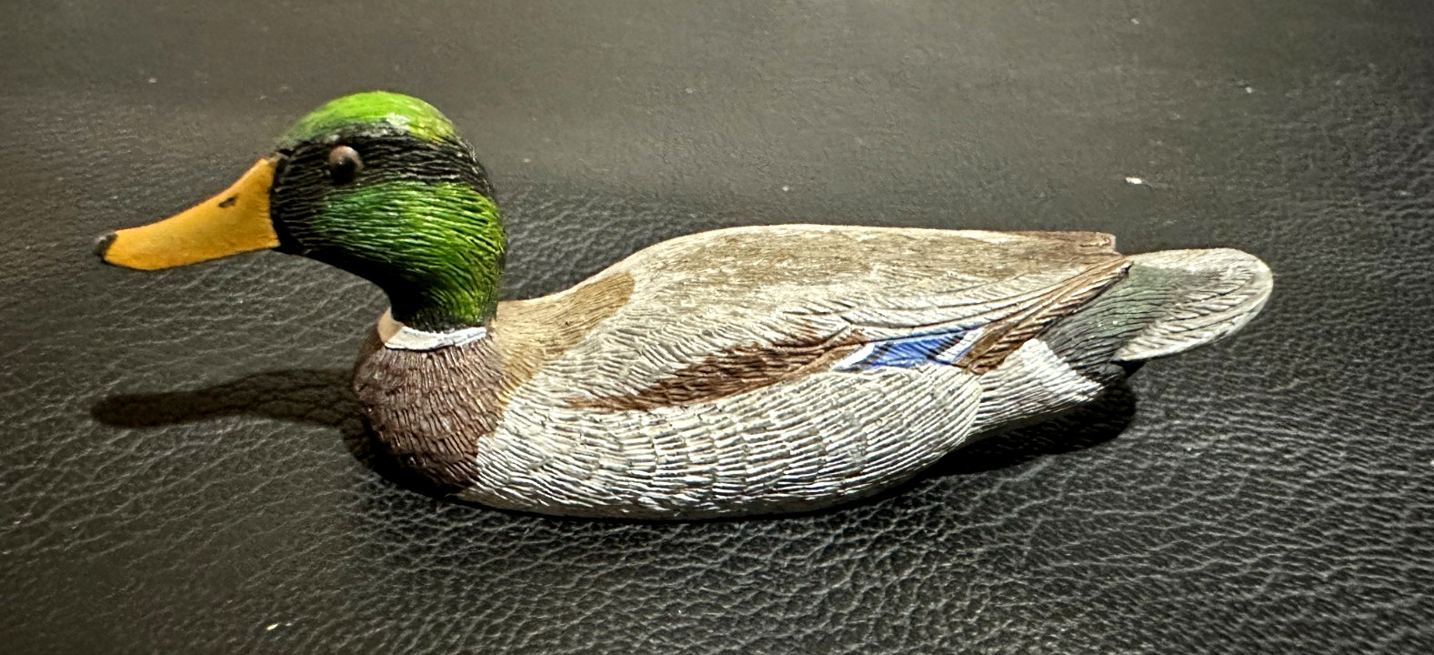 70s BILL CALLAHAN SIGNED RARE HAND PAINTED MALLARD DRAKE MINI PEWTER DUCK DECOY