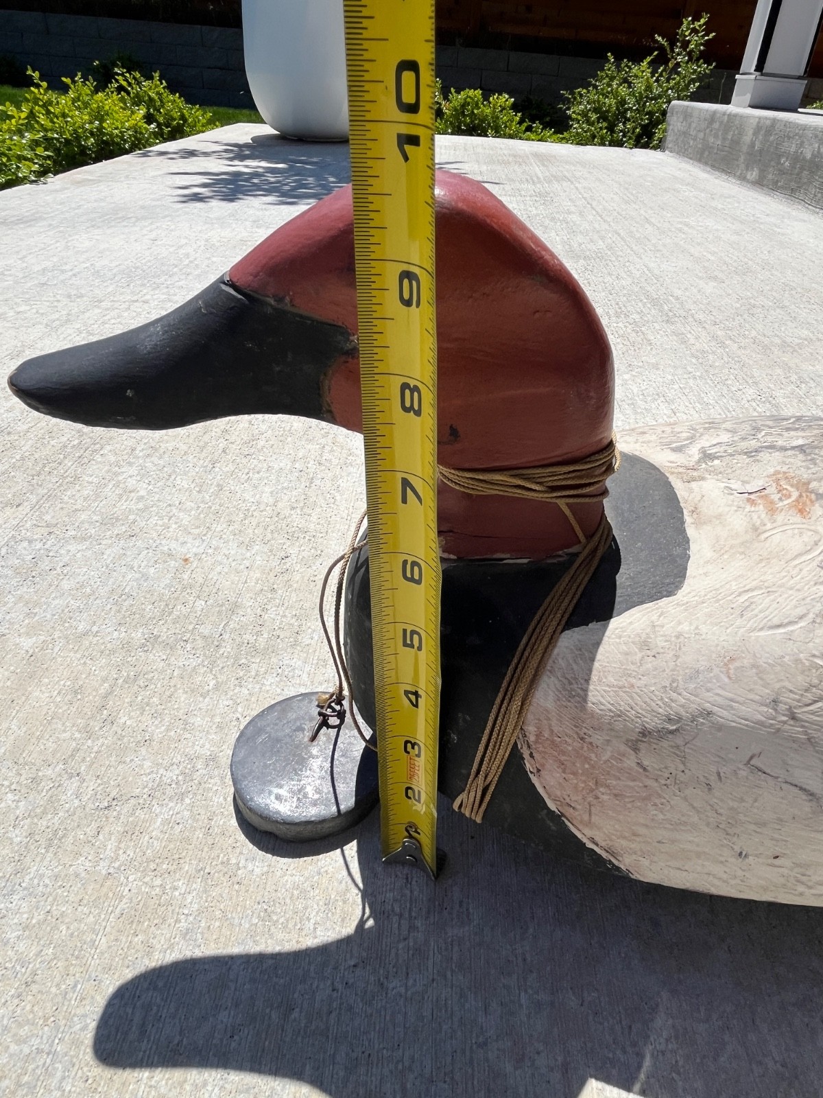 Vintage Oversized Solid Wooden Duck Decoy Approx. 17.5″L x 7″W x 10″H Canvasback