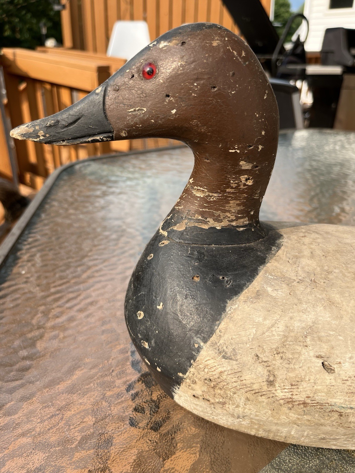 Old Working Canvasback Hen Wooden Duck Decoy Vintage