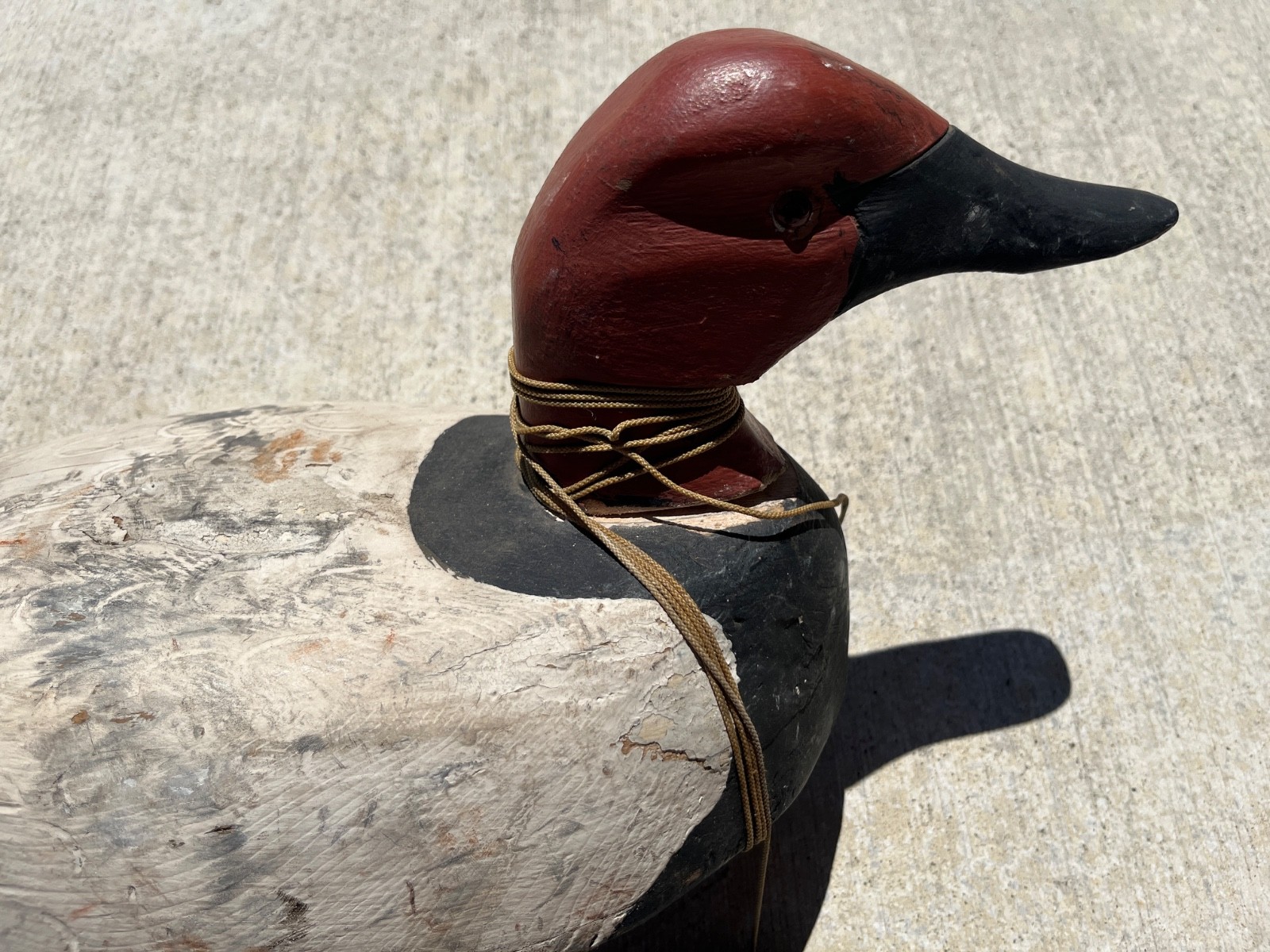 Vintage Oversized Solid Wooden Duck Decoy Approx. 17.5″L x 7″W x 10″H Canvasback