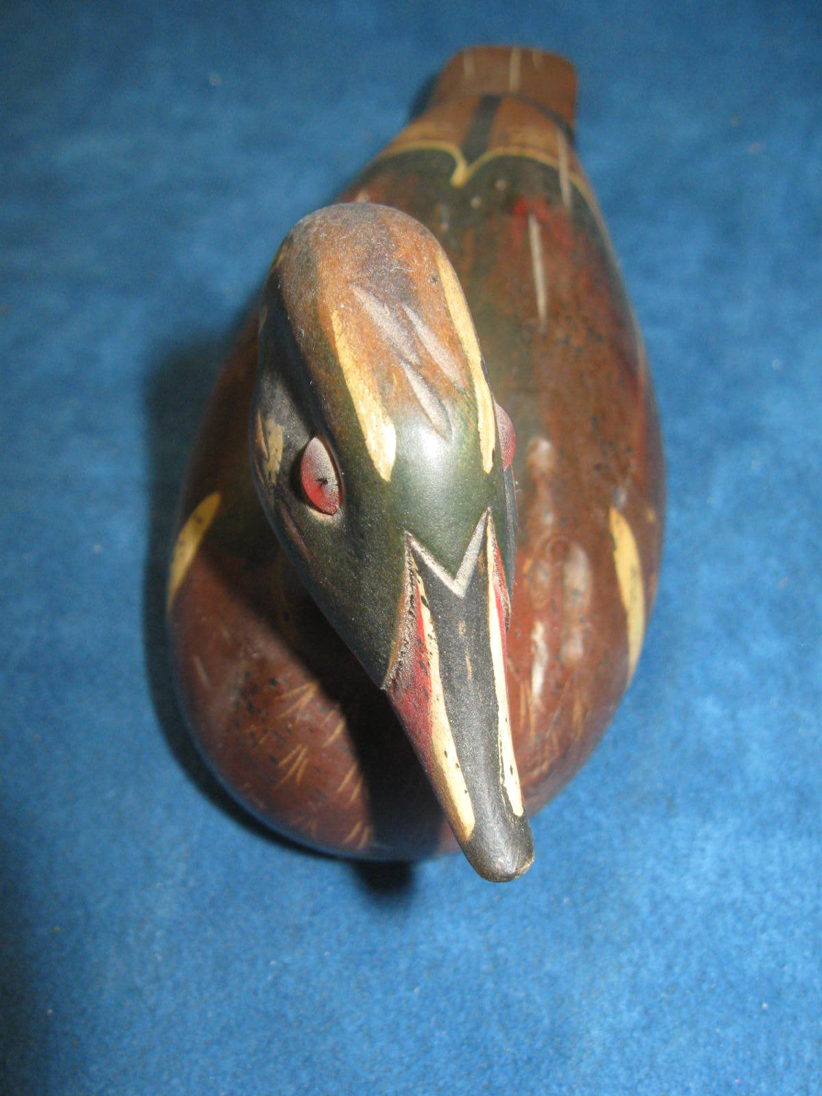 Vtg 7″ Miniature DUCK DECOY “A Wooden Bird Factory”..Glass Eyes…Signed…NICE!