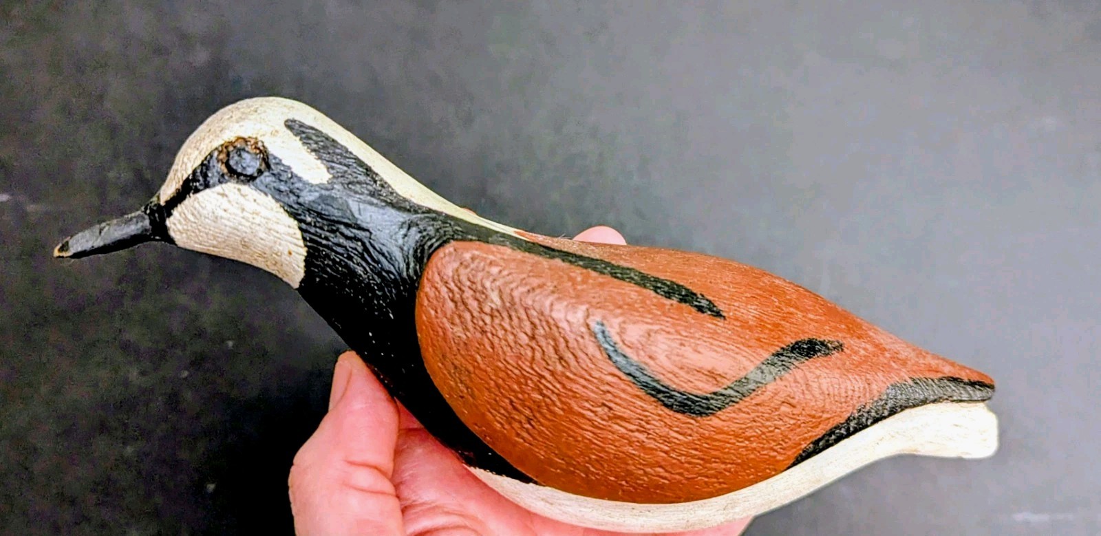 Oriental, NC Ruddy Turnstone Shorebird Decoy Dated 7/86 Split Tail, Carved Eyes
