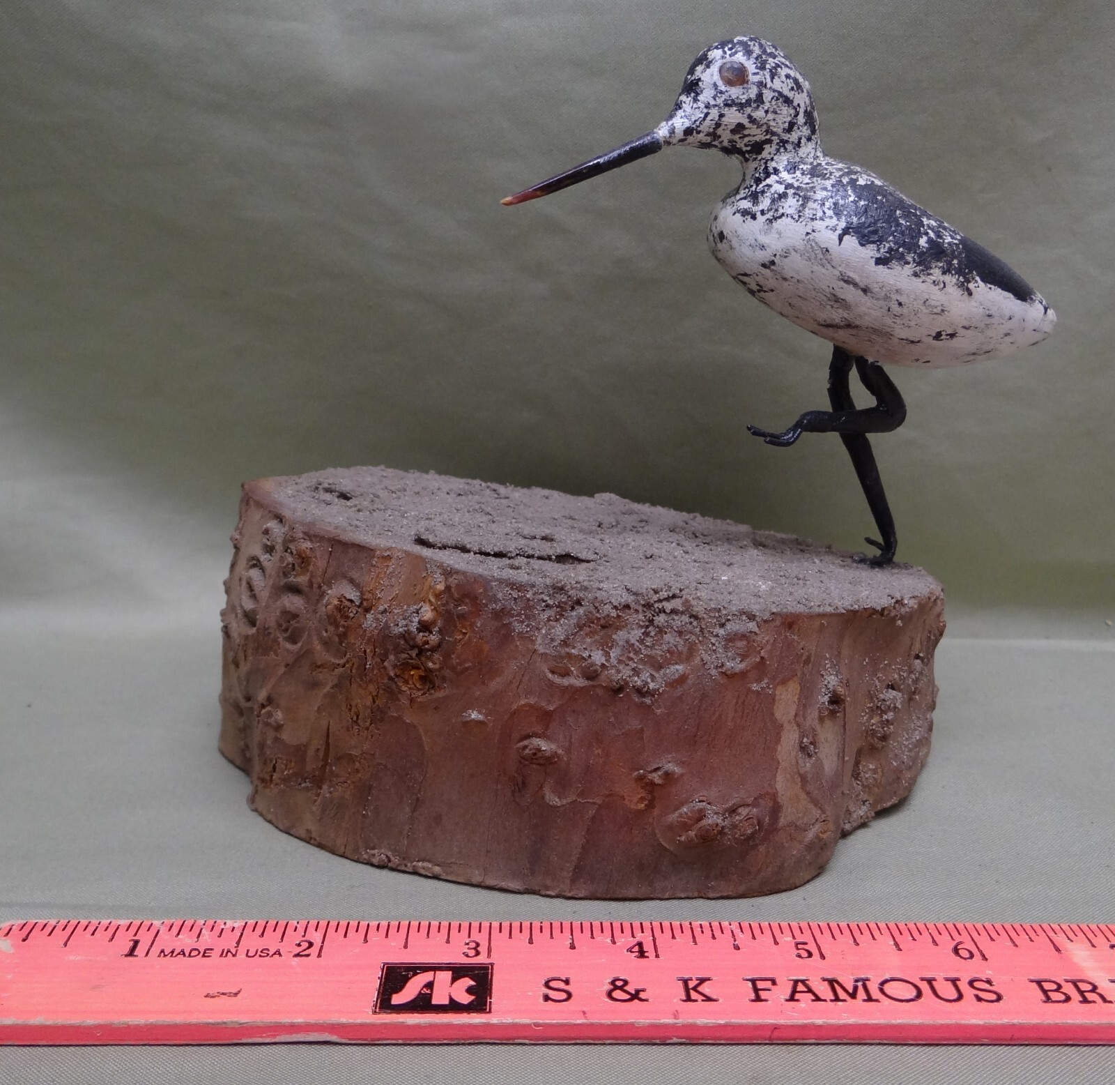 Unique Sand Piper Shore Bird in Running Position, Mounted on Sand Covered Base