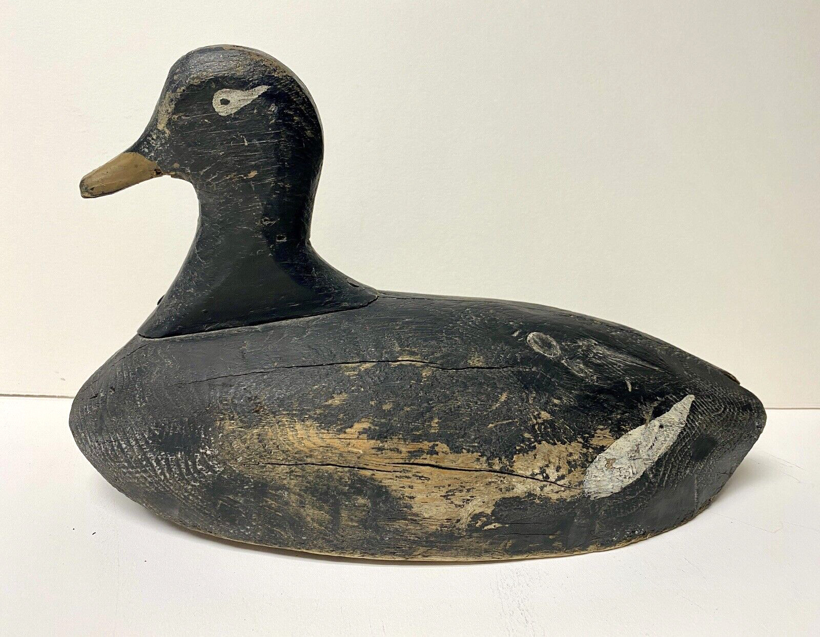 White-winged Scoter Duck Decoy, Vintage, Wood, Nailed in Head Set, Unsigned