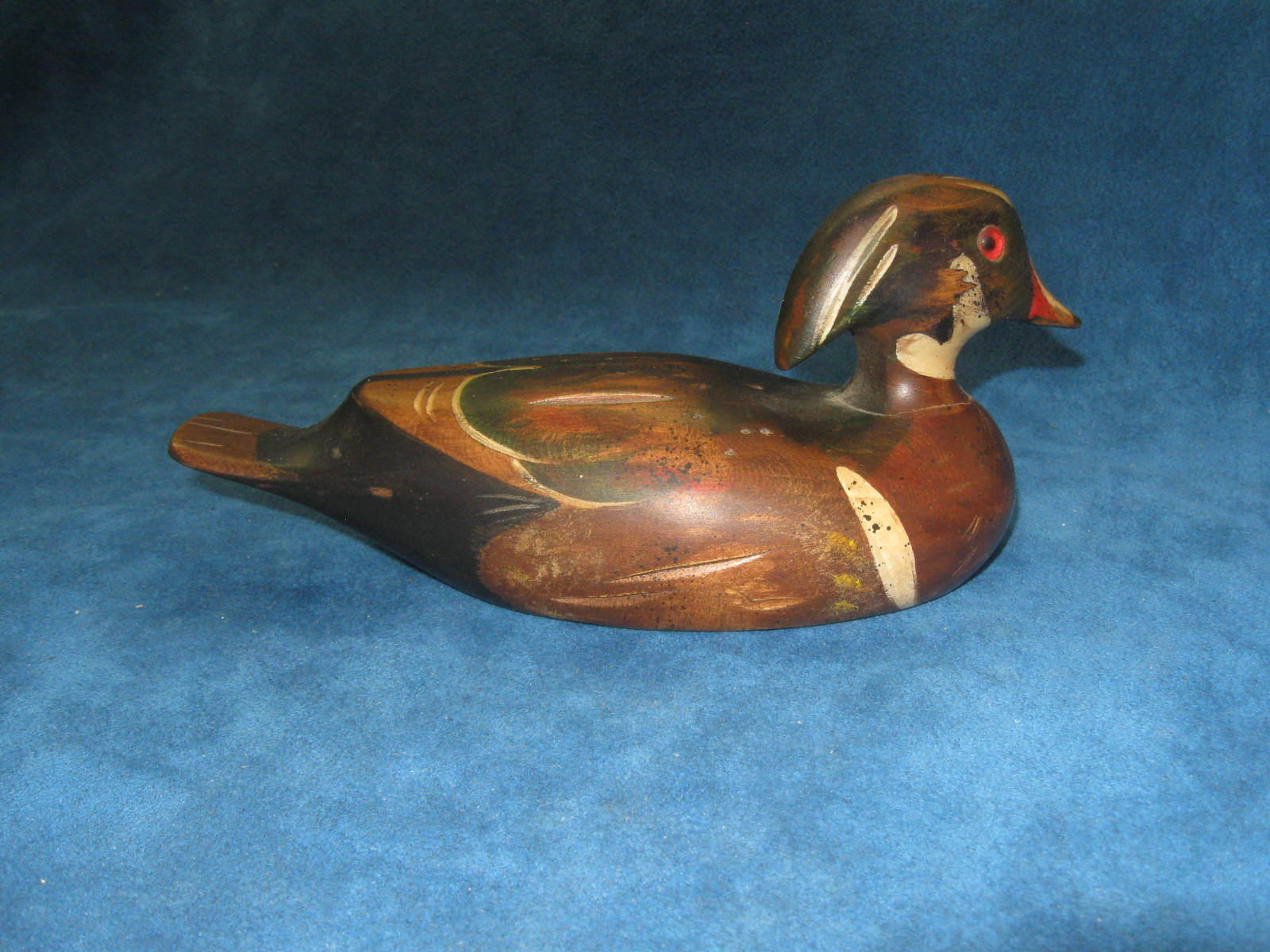 Vtg 7″ Miniature DUCK DECOY “A Wooden Bird Factory”..Glass Eyes…Signed…NICE!