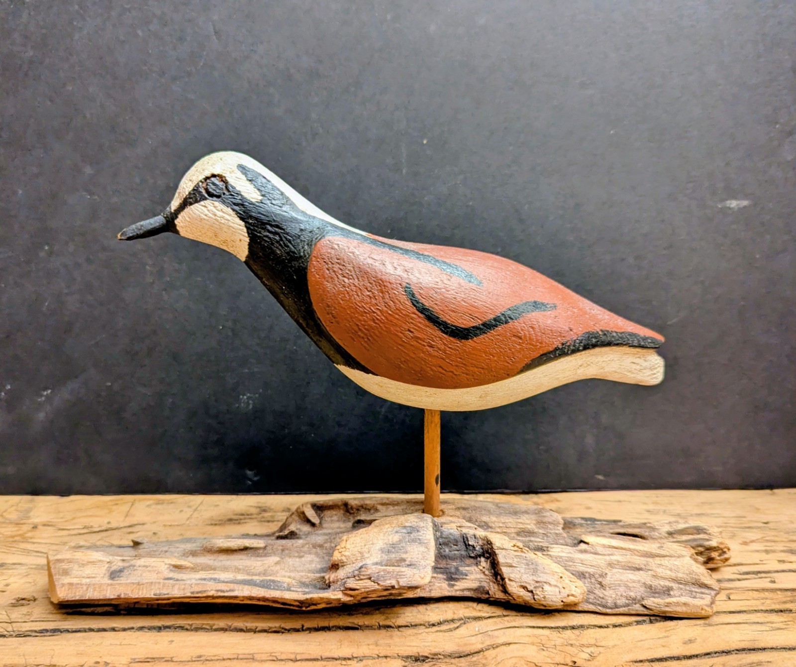 Oriental, NC Ruddy Turnstone Shorebird Decoy Dated 7/86 Split Tail, Carved Eyes