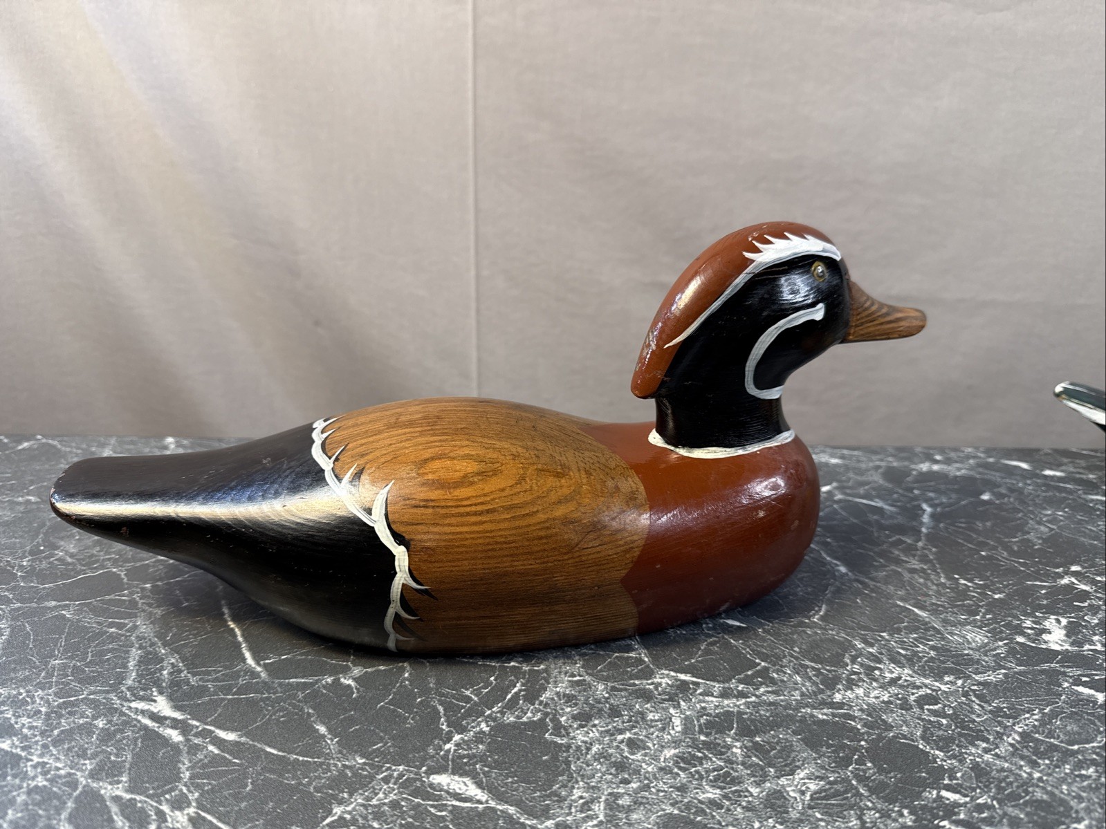 Vintage Wood Duck HANDCRAFTED SOLID WOOD COLLECTIBLE / Beautiful