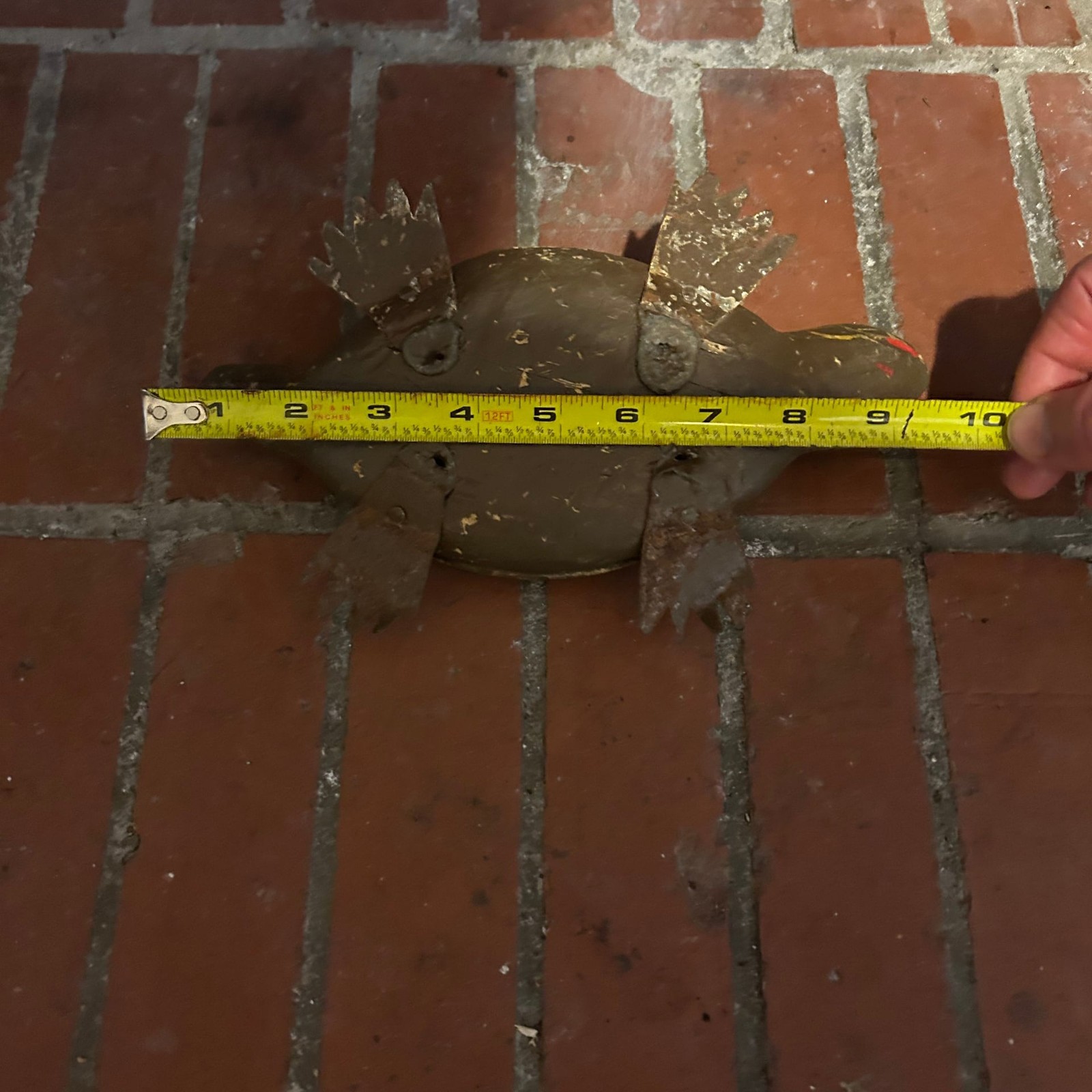 Beautiful Rare Vintage Folk Art Hand Carved Turtle Ice Fishing Decoy Circa 1940