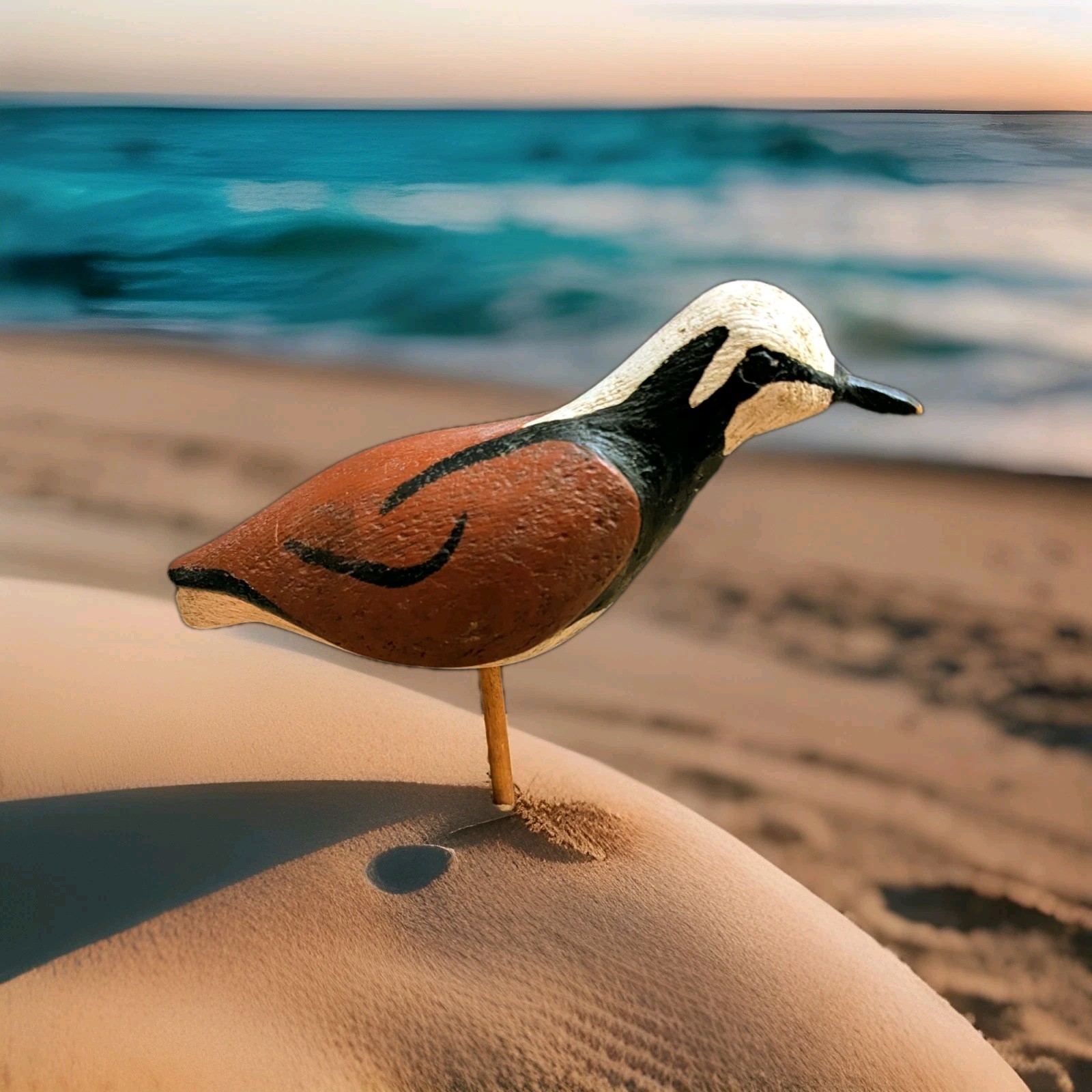 Oriental, NC Ruddy Turnstone Shorebird Decoy Dated 7/86 Split Tail, Carved Eyes