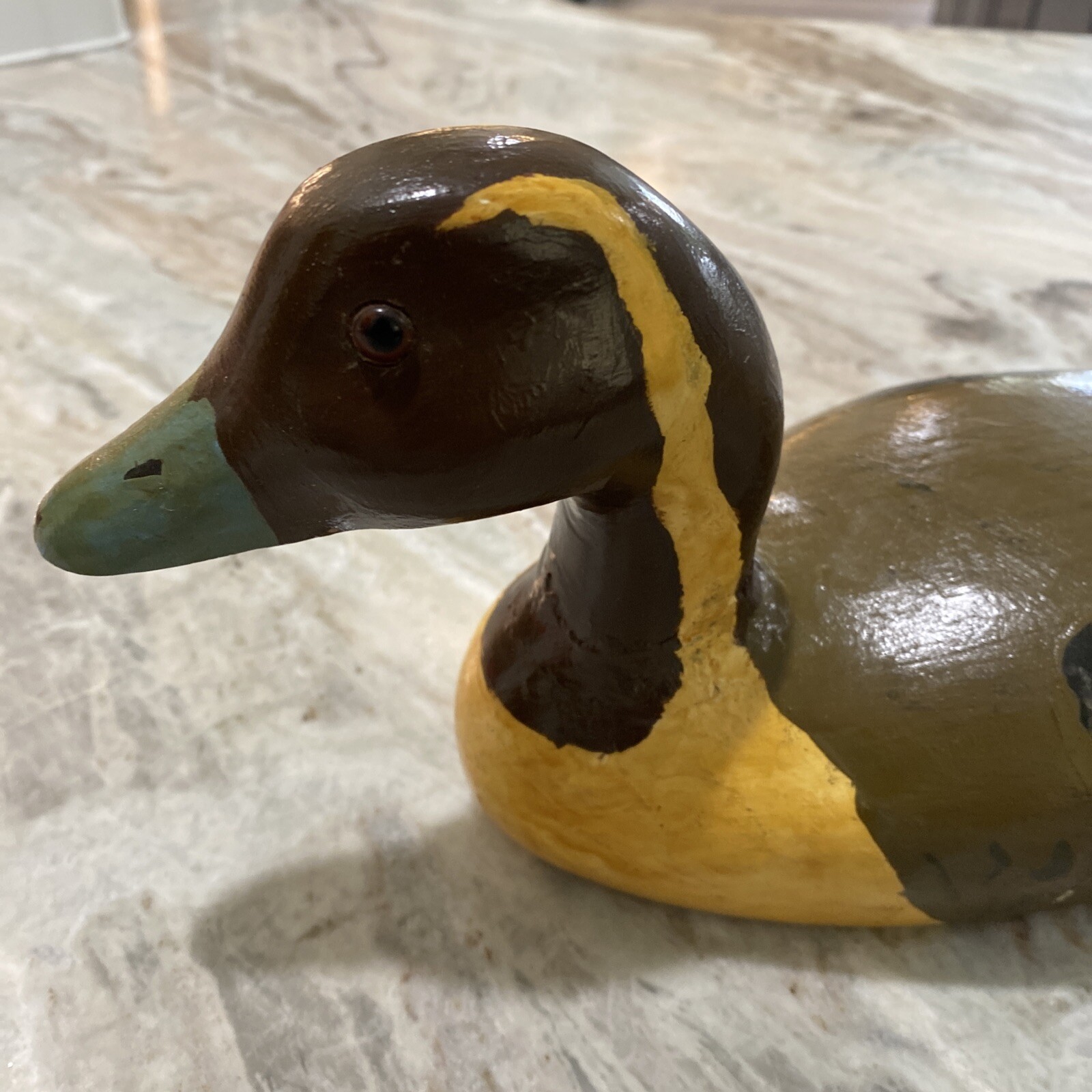 16.5” Hand Carved Wood Duck Decoy Painted Signed Lee Peeler 1983 Glass Eyes