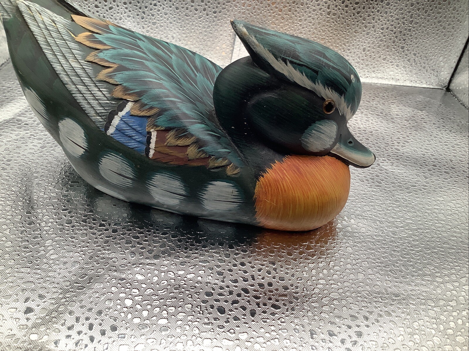 Vintage Solid Wood Carved Painted Drake Duck Decoy Made In The Republic Of China