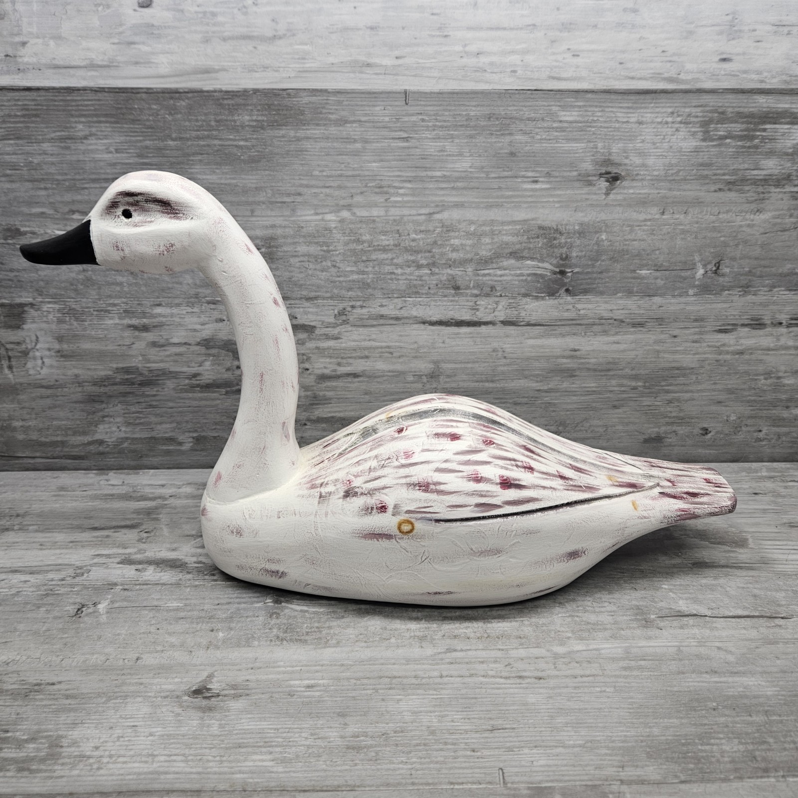 Vintage Carved Wood Goose Swan Wooden Decoy Sculpture Not Signed