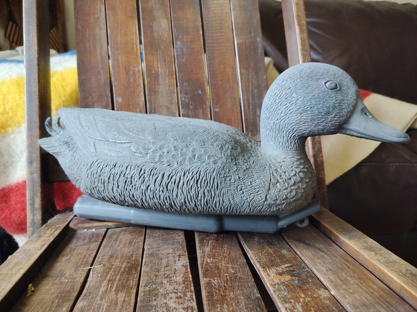 Vintage Mallard Gray Duck Decoy Plastic Hollow Drake Sport Plast Italy 17″