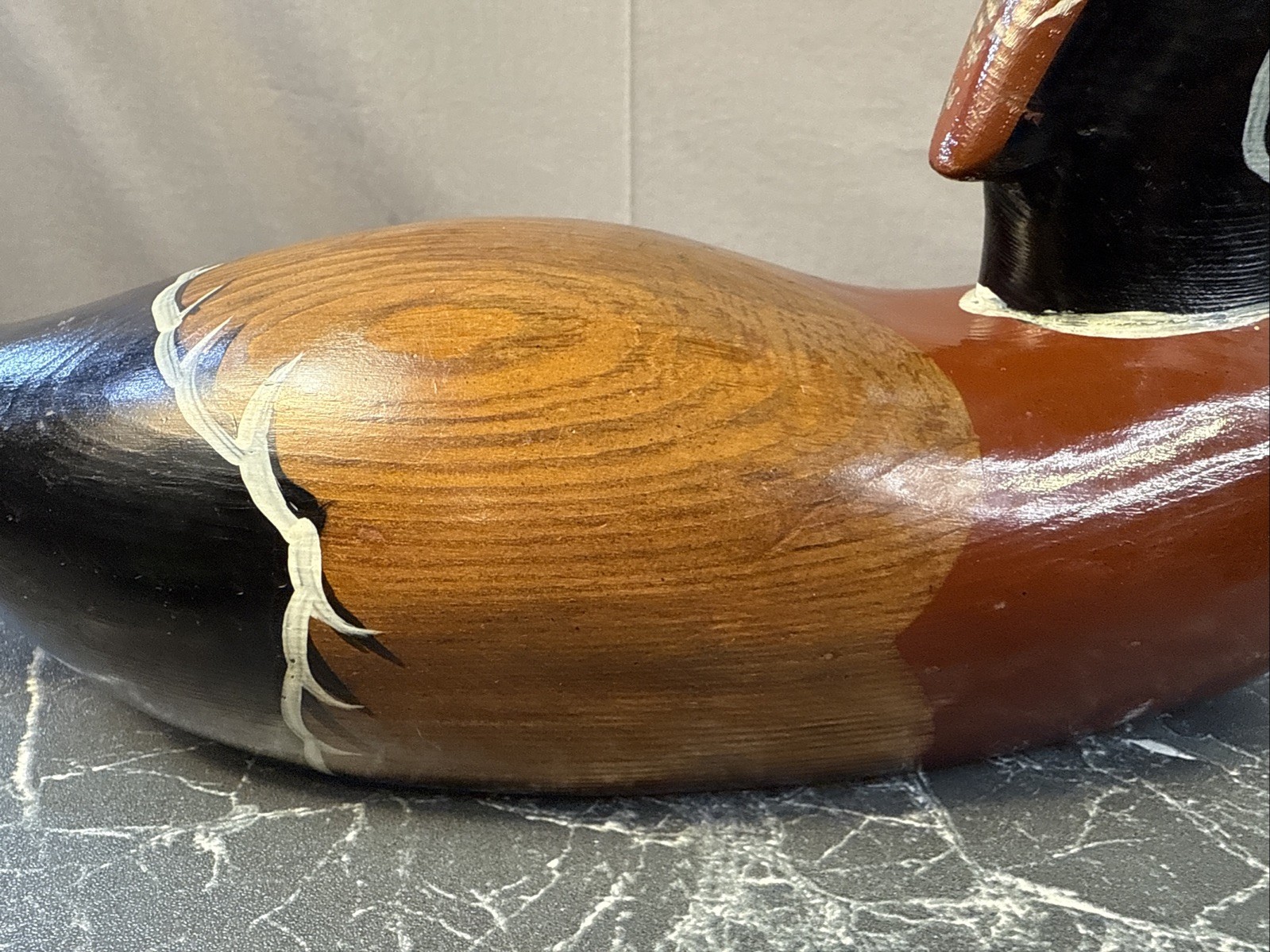 Vintage Wood Duck HANDCRAFTED SOLID WOOD COLLECTIBLE / Beautiful