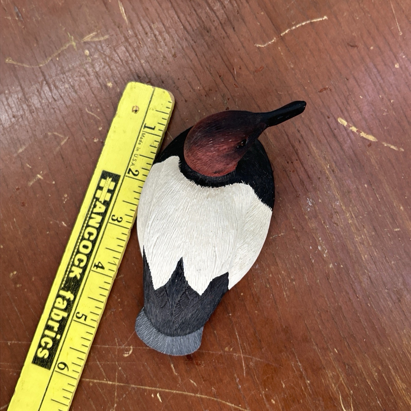 Joe Weaver Signed Miniature Canvasback Duck Decoy Hand Carved Wood Folk Art