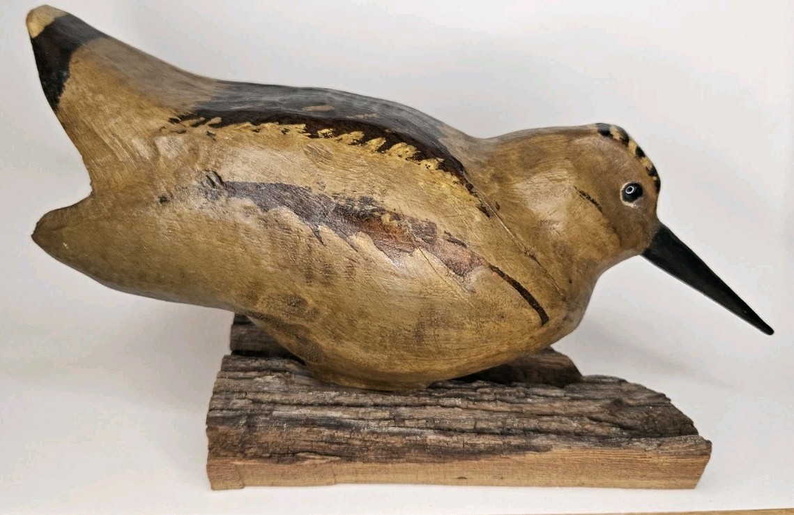 VINTAGE HAND CARVED WOODCOCK Timberdoodle Gamebird BIRD Signed