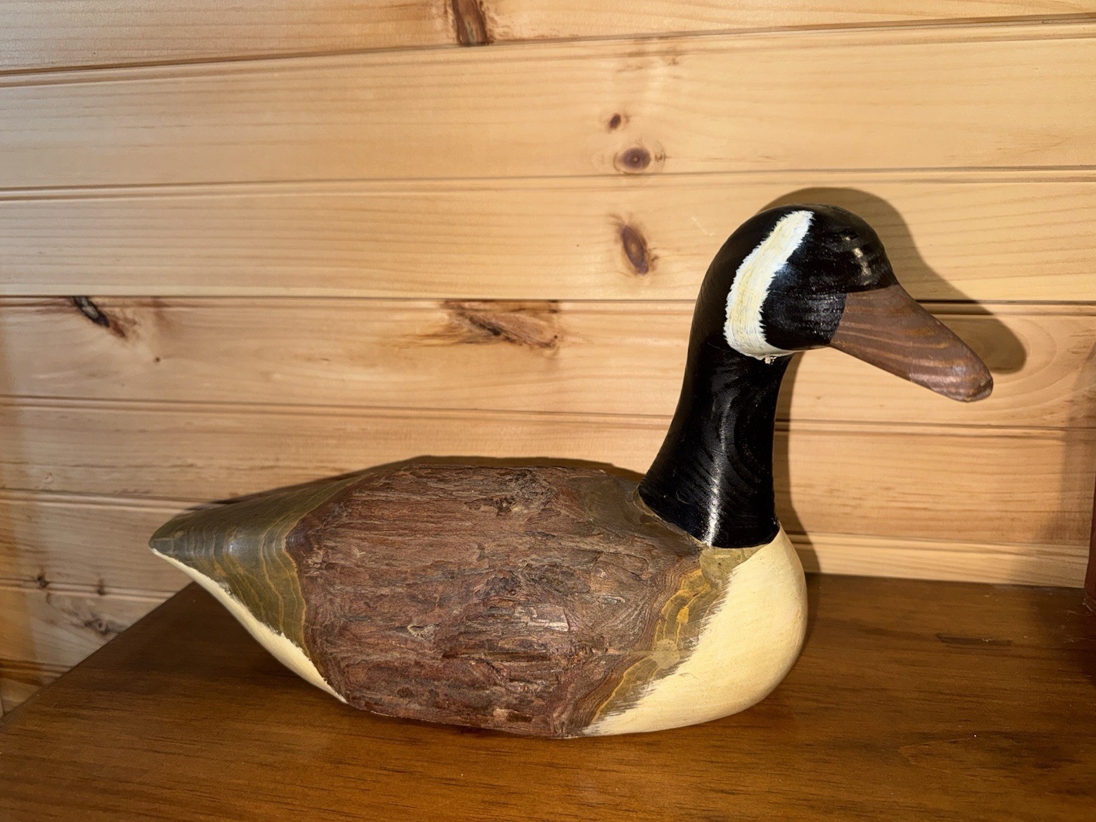 Vintage Hand-Carved Wood Canada Goose Hunting Decoy Solid Body