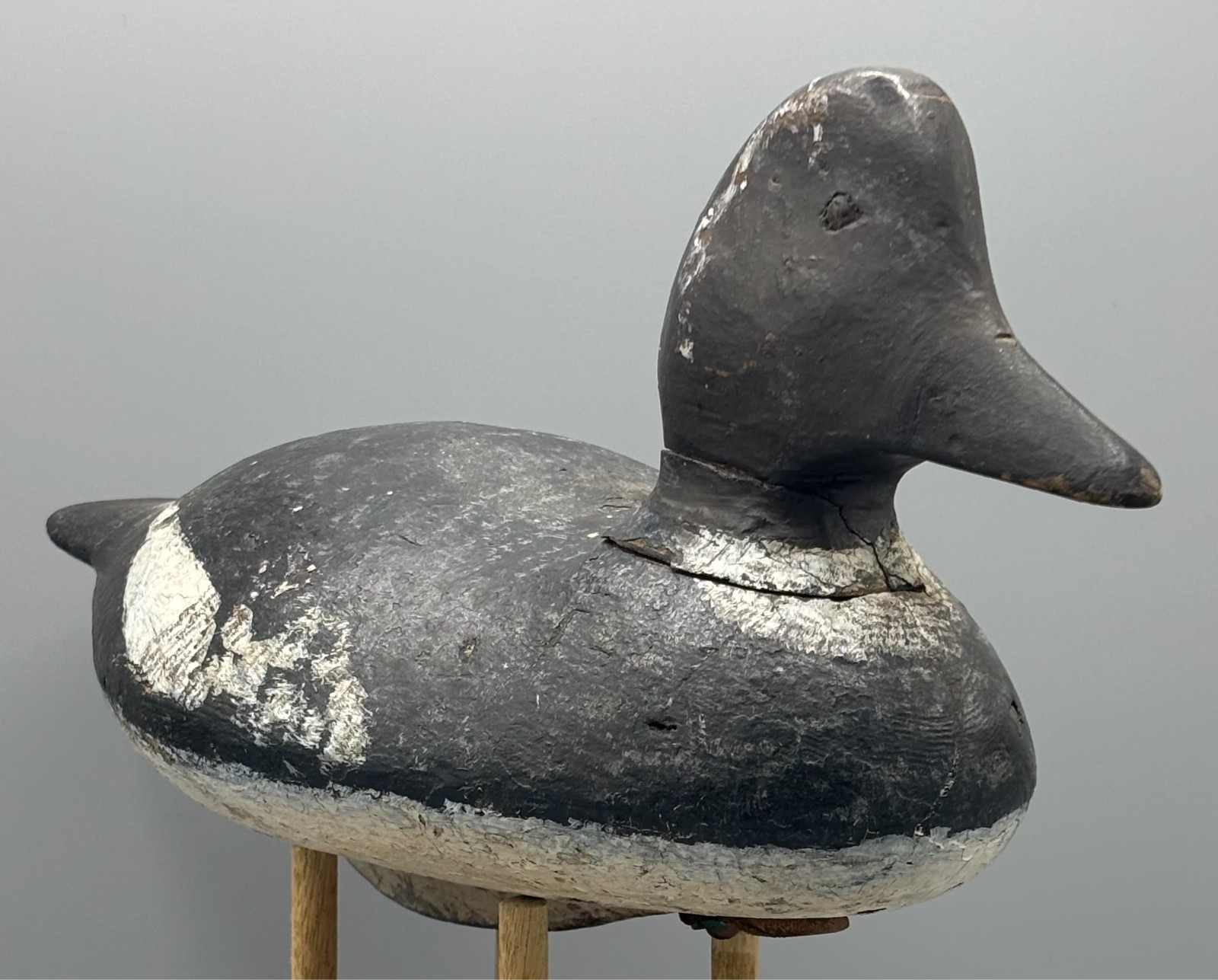 EARLY LAKE CHAMPLAIN (?)* GODENEYE HEN VINTAGE DUCK DECOY *KEEL-LIKE BALLAST*