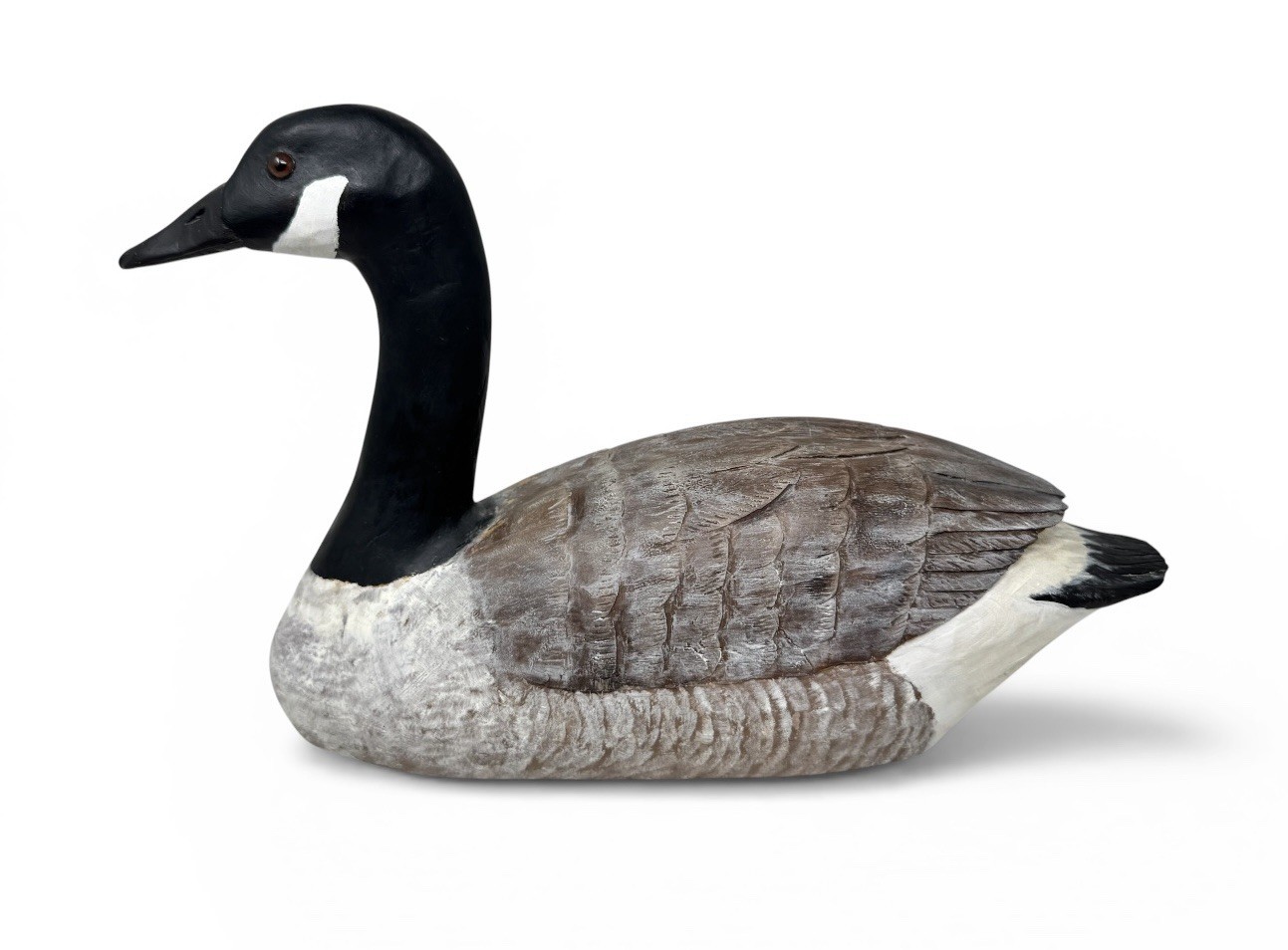1990 Paddy Gregg Hand Carved Wood Canadian Goose Decoy w/Glass Eyes
