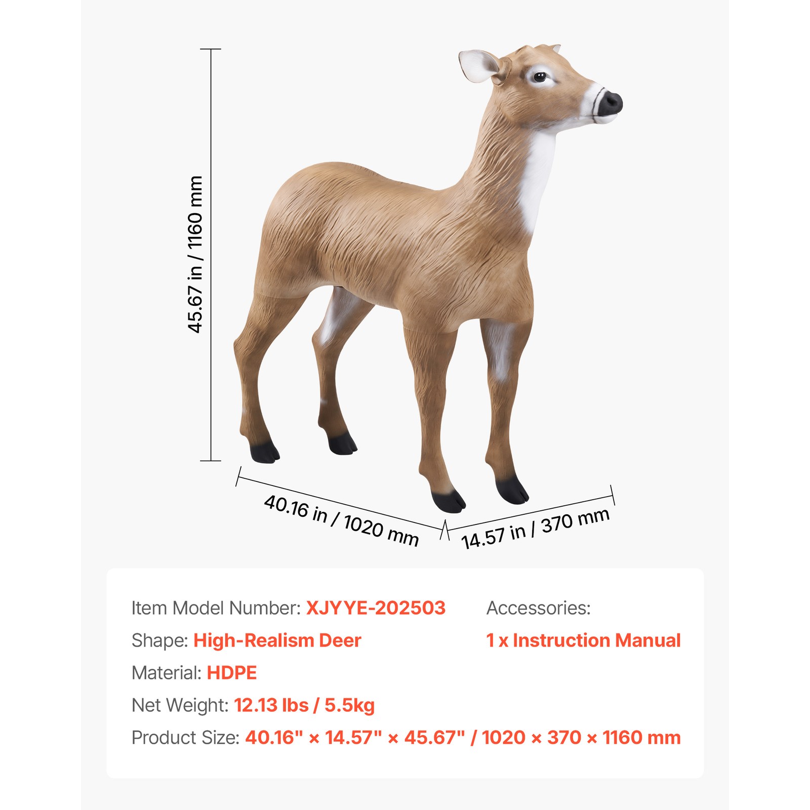 Uimoso Realistic Outdoor Deer Decoy with Foldable Legs for Hunting, 1-Pack